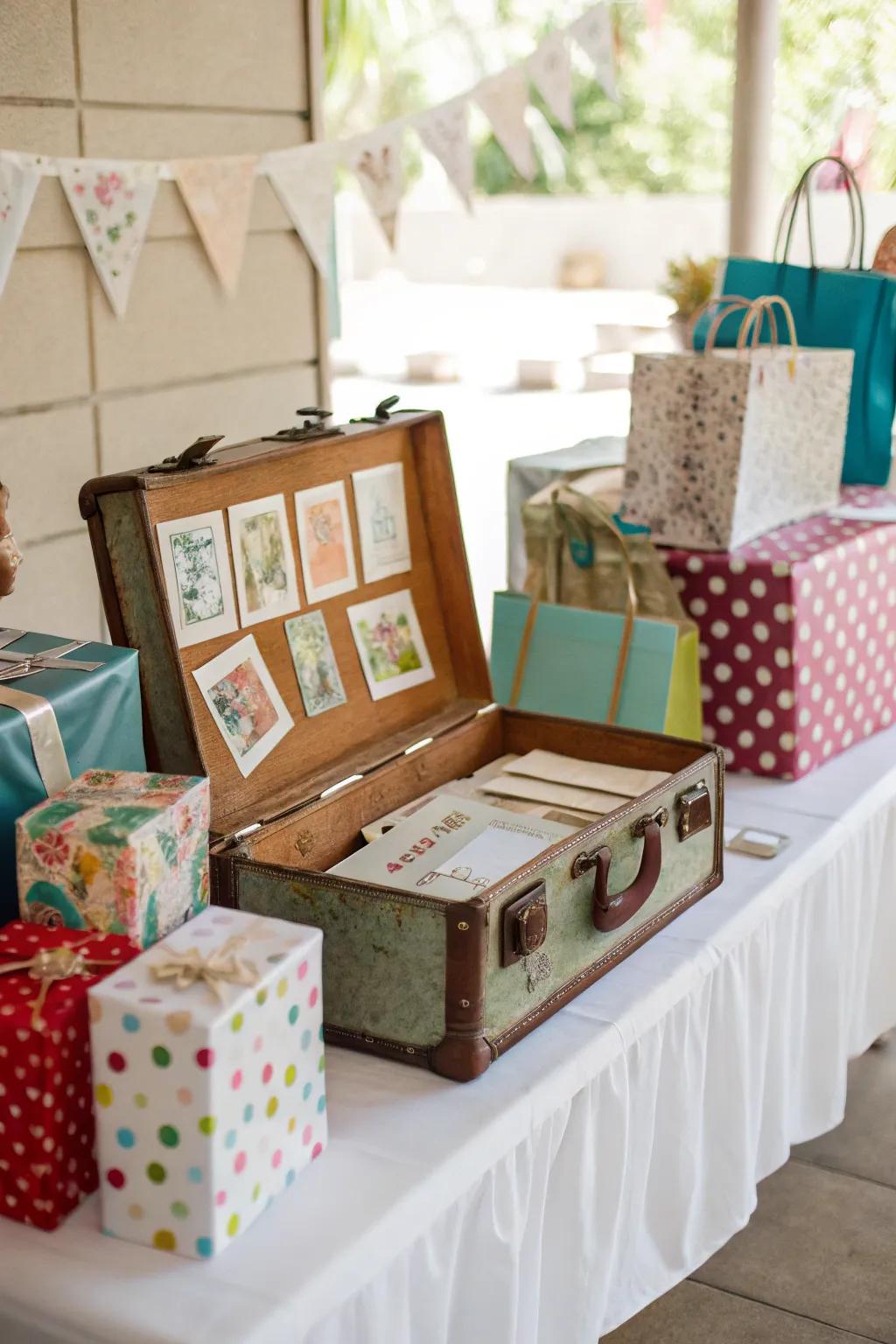Add a trace of nostalgia to your present setting using an aged travel bag.