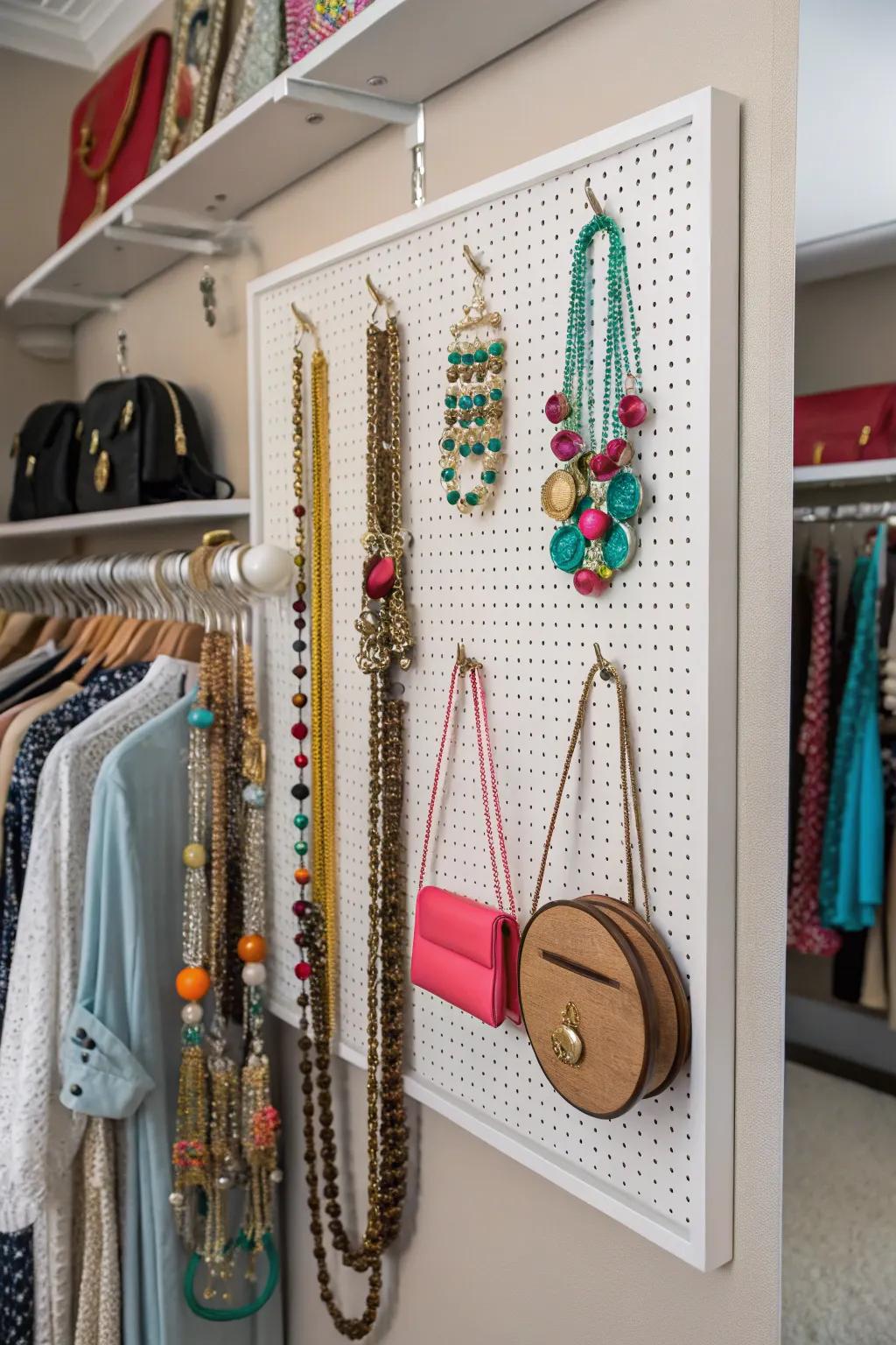 Pegboards propose a chic approach to exhibit your accessories.