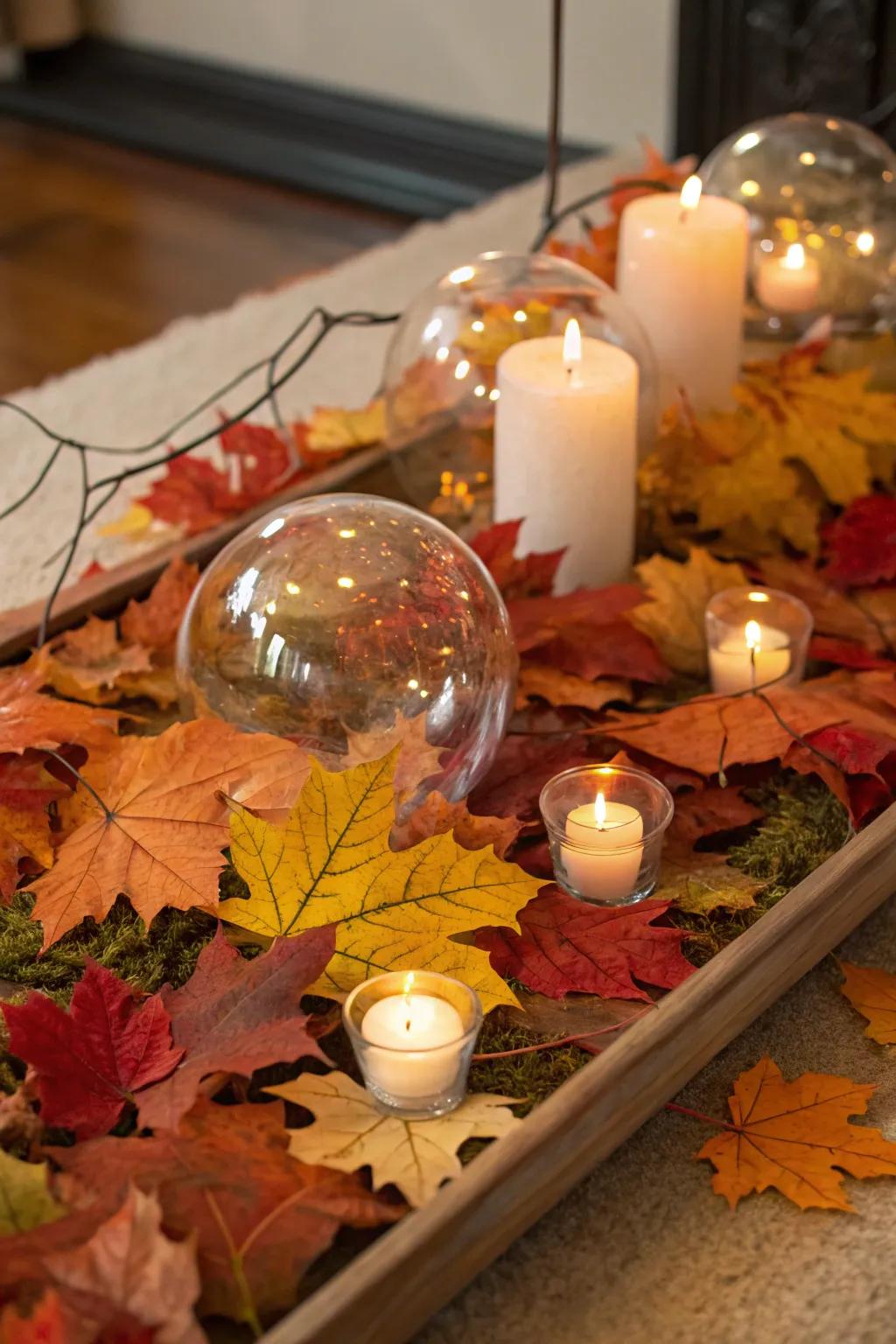 Commemorate the seasons through glass orb accents.