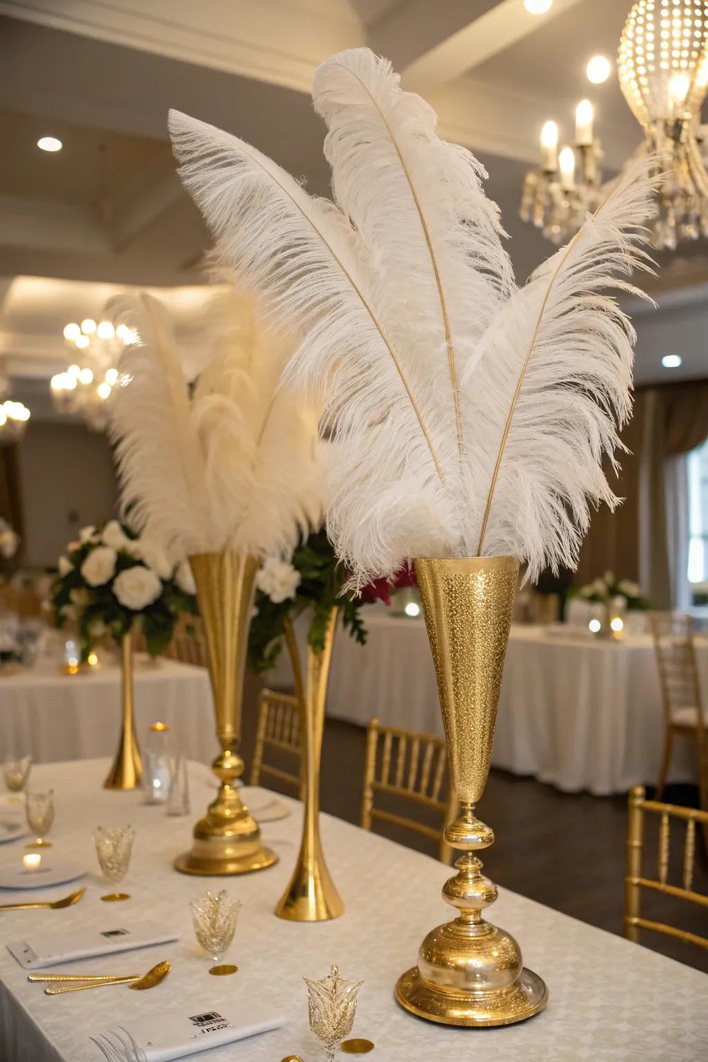 Striking gilded showpieces that enhance the party decor.
