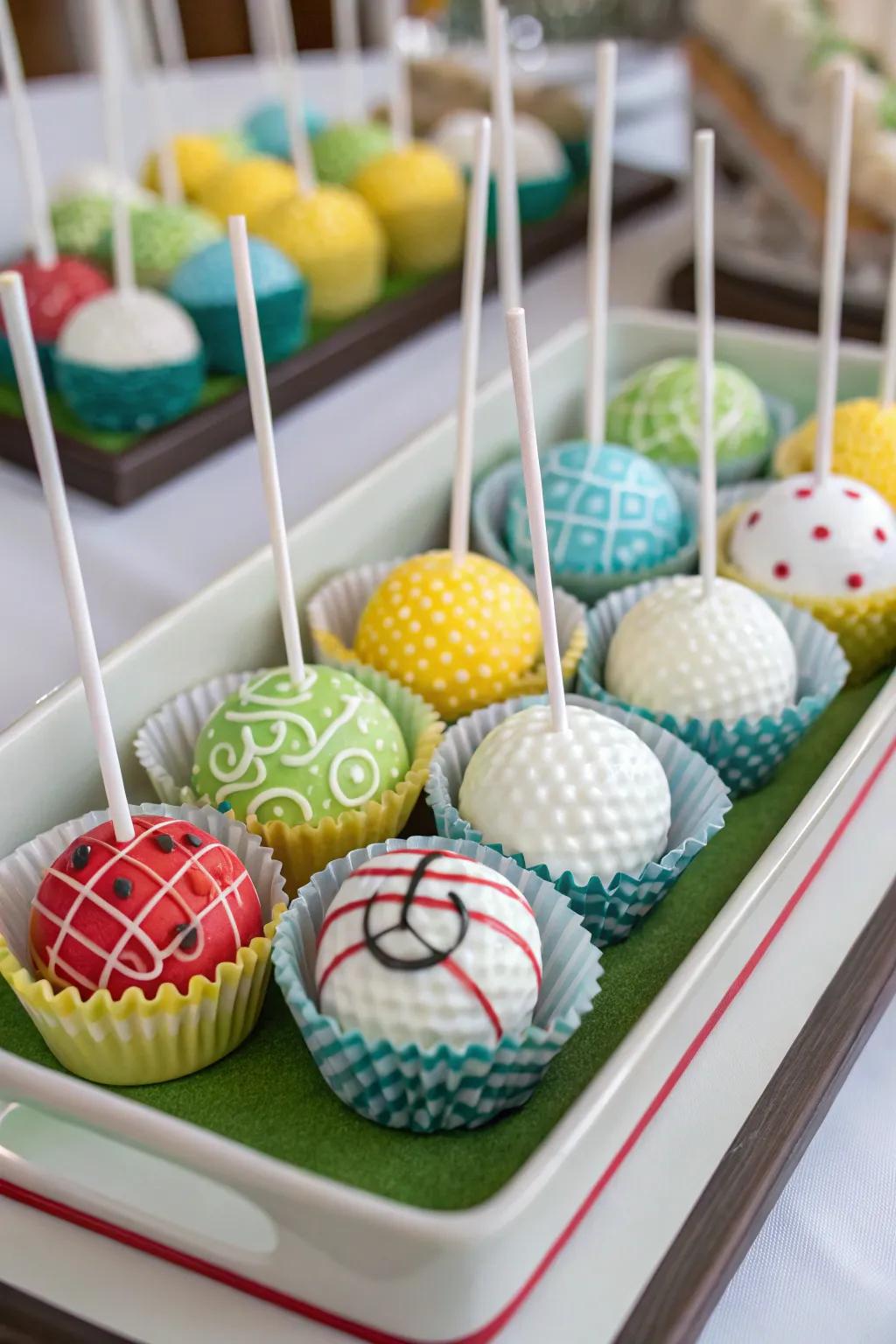 Game sphere sweet bites provide a fun and tasty addition to the dessert selection.