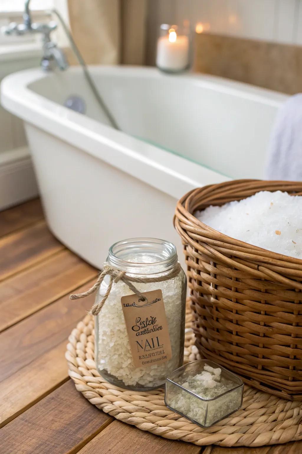 Opulent bath crystals intended for a soothing soak.