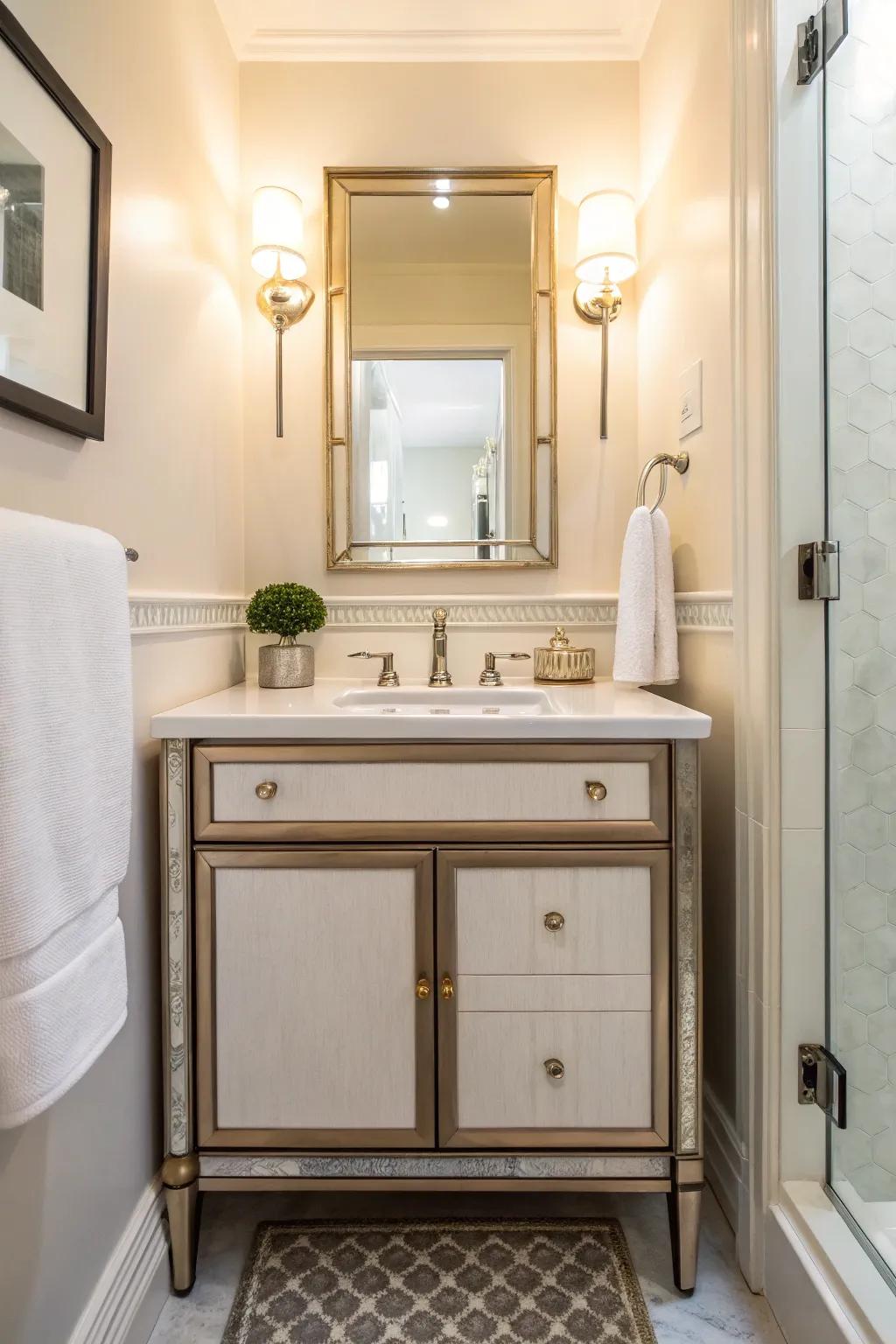 Enhance your powder room using a chic and functional washstand.