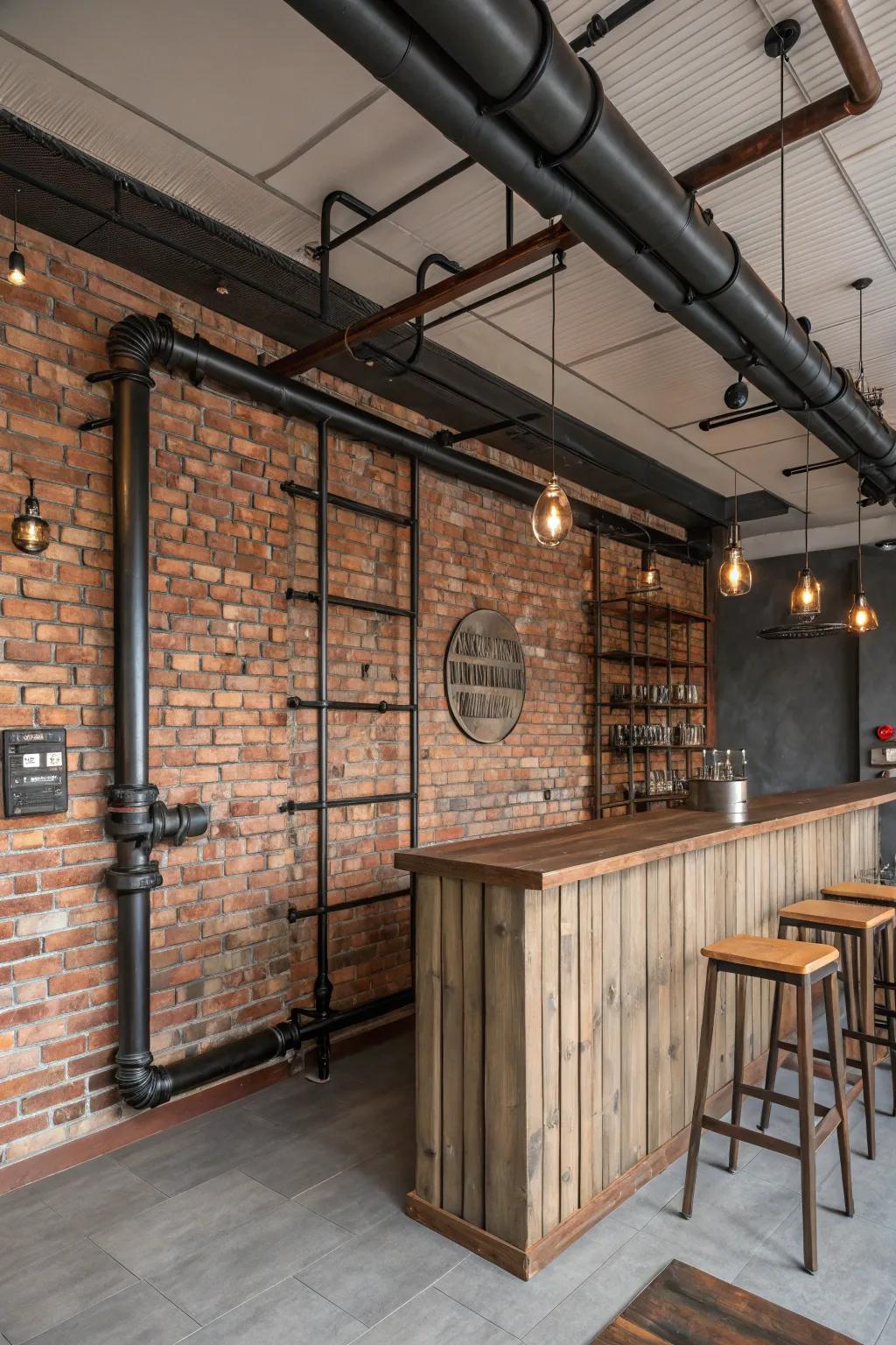 An industrial style room with a fashionable and practical design.