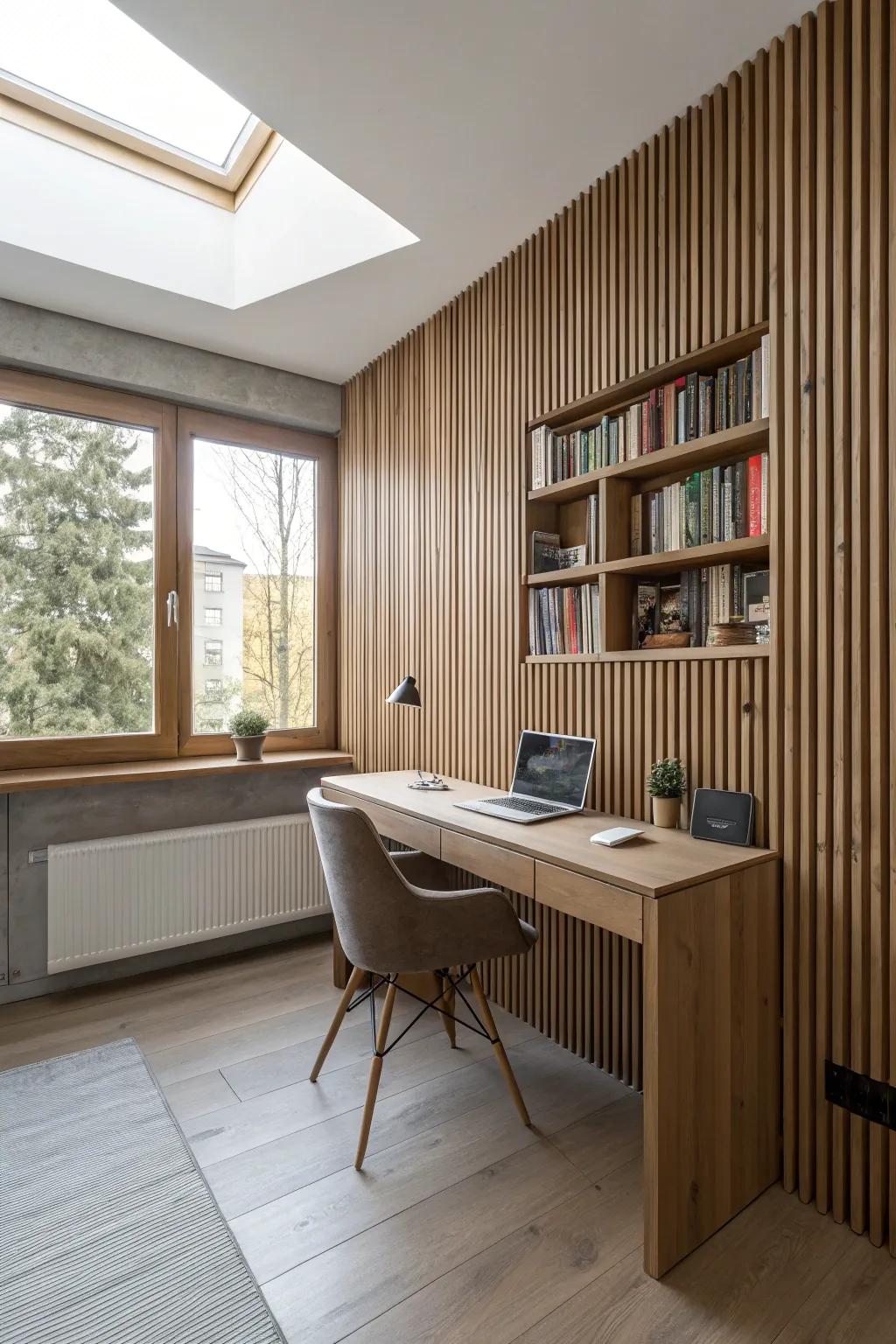 Generate spaciousness through the use of vertical strip paneling.