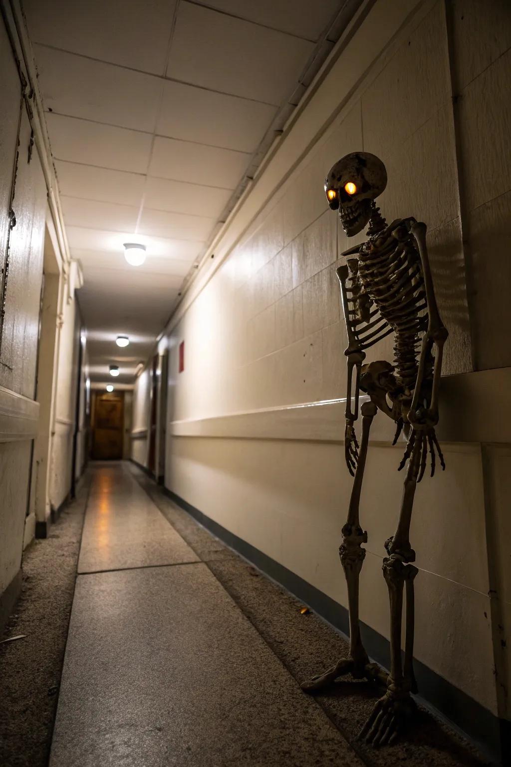 A skeleton adds an archetypal Halloween aspect.