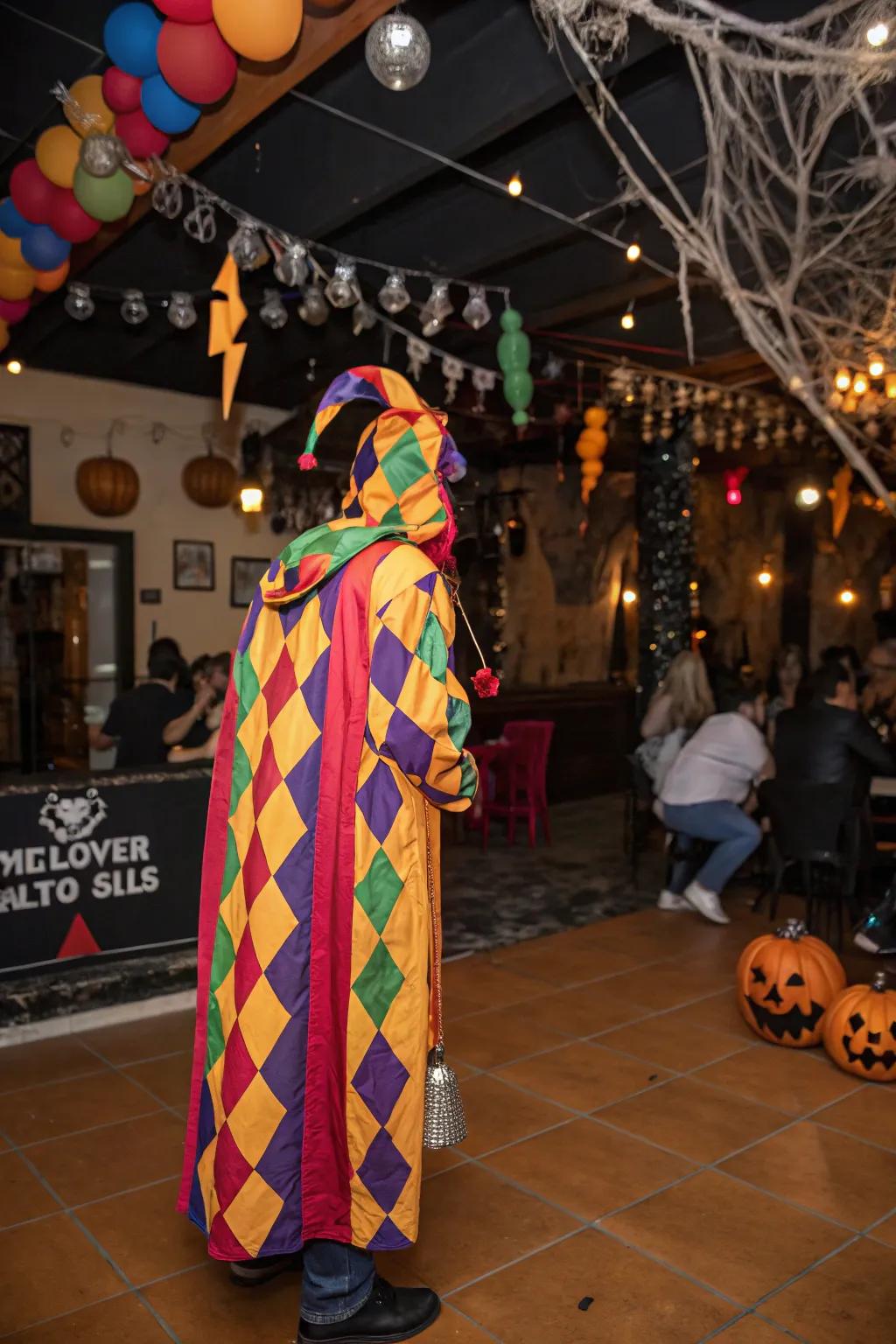 Add a sprinkle of humor with a court buffoon gown.