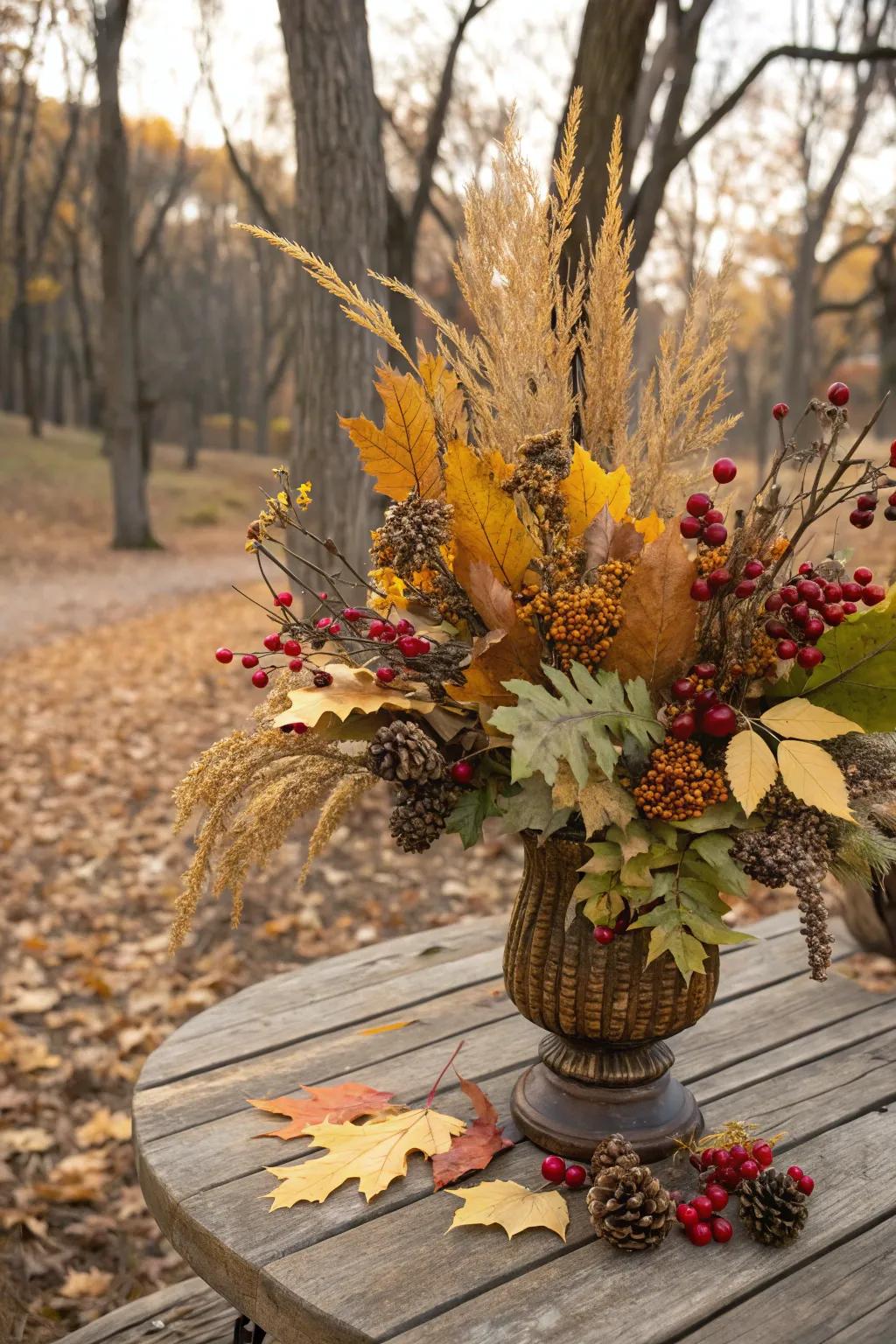 Autumnal foliage lends rustic charm to Halloween weddings.