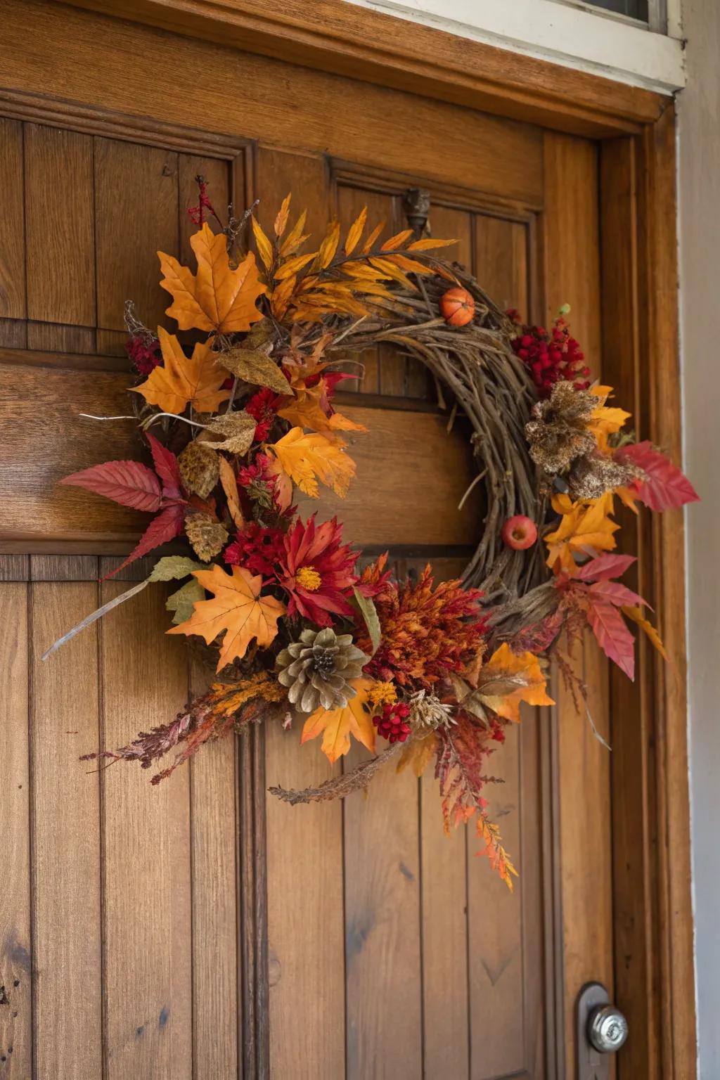 An enchanting autumn garland extending a seasonal greeting.