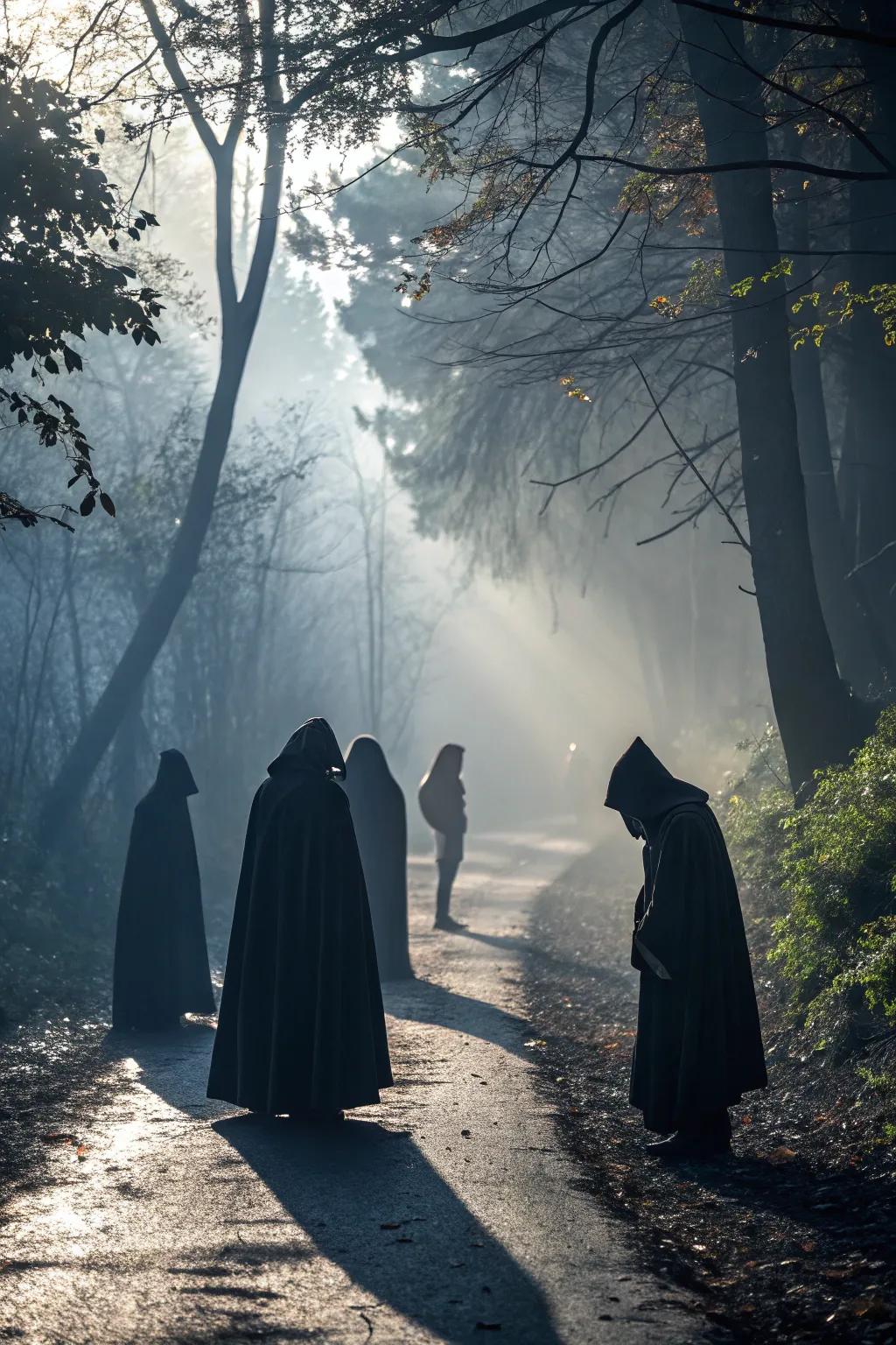 Find the unexpected with creepy figures lurking in the shadows.