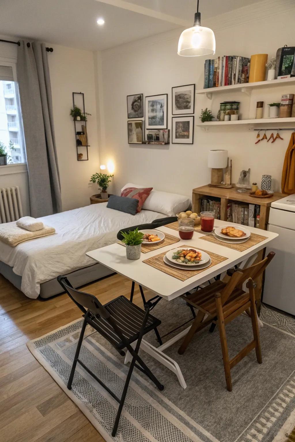 Dining table switching into a bed