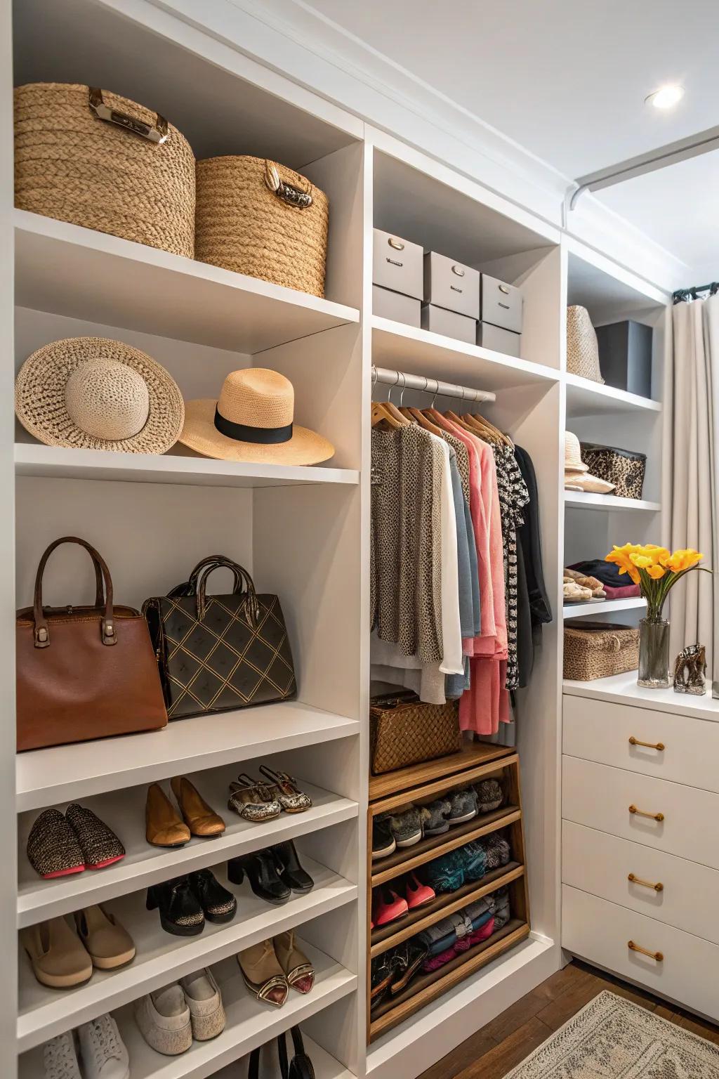 Open shelves offer effortless access to and display of your essential items.