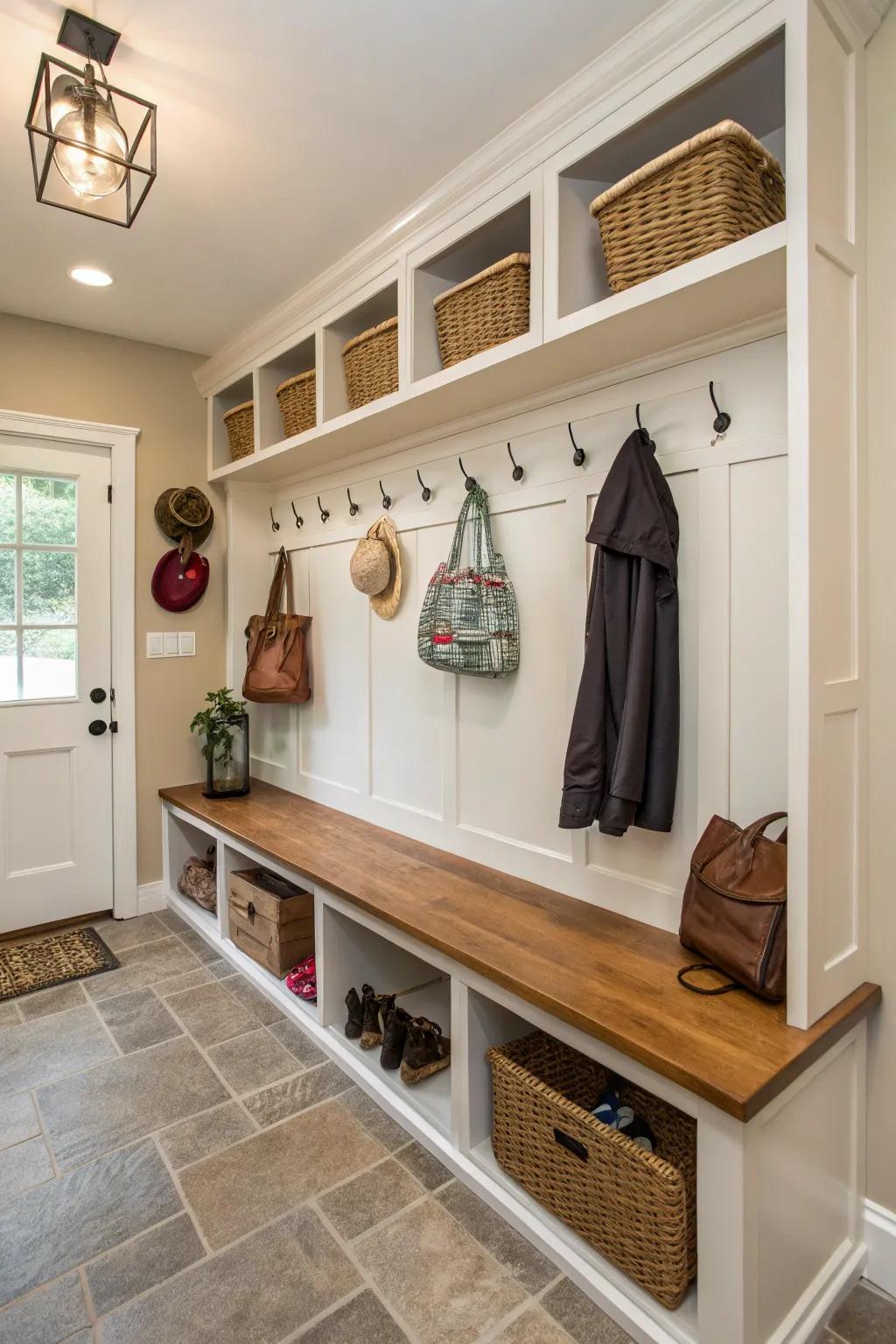 A functional mudroom that helps keep the home tidy.