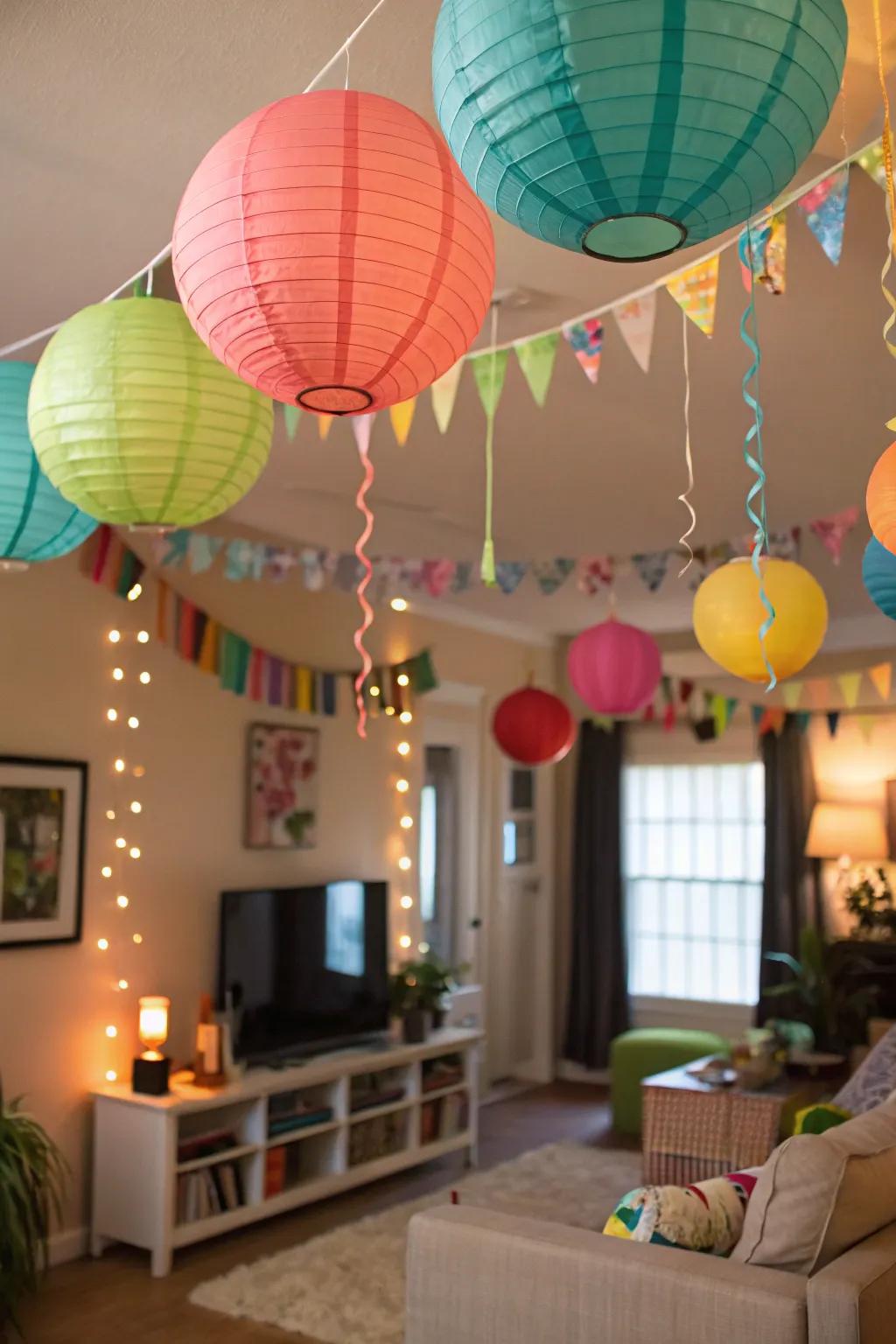Budget-friendly decorations enhancing the celebratory scene.