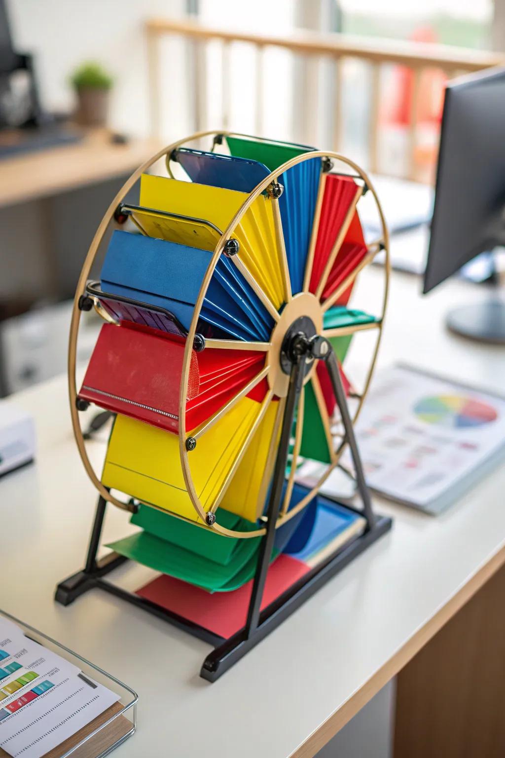A spinning carousel brings both utility and flair to any office.