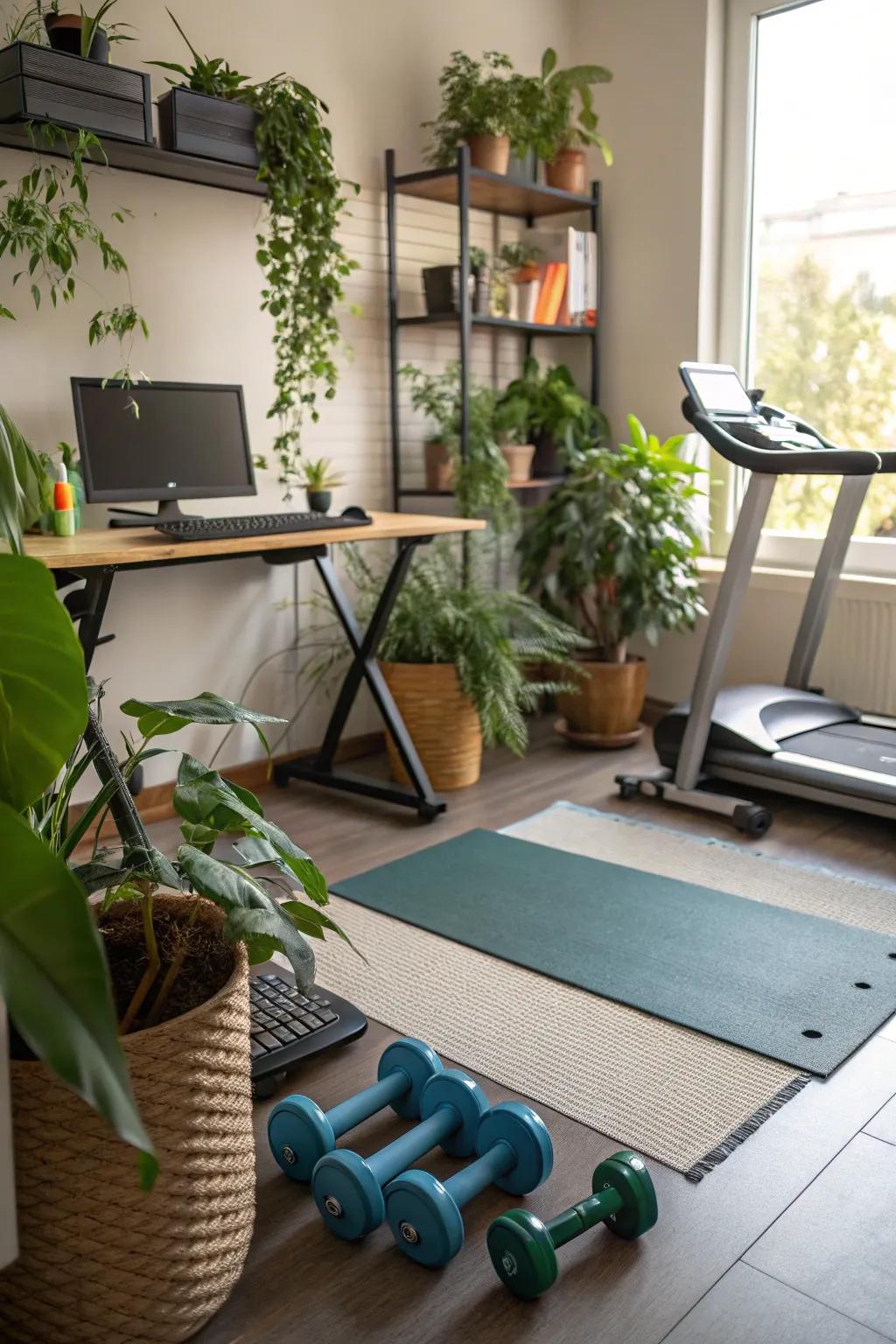 Plants add a natural touch and vibrancy to your multi-use room.