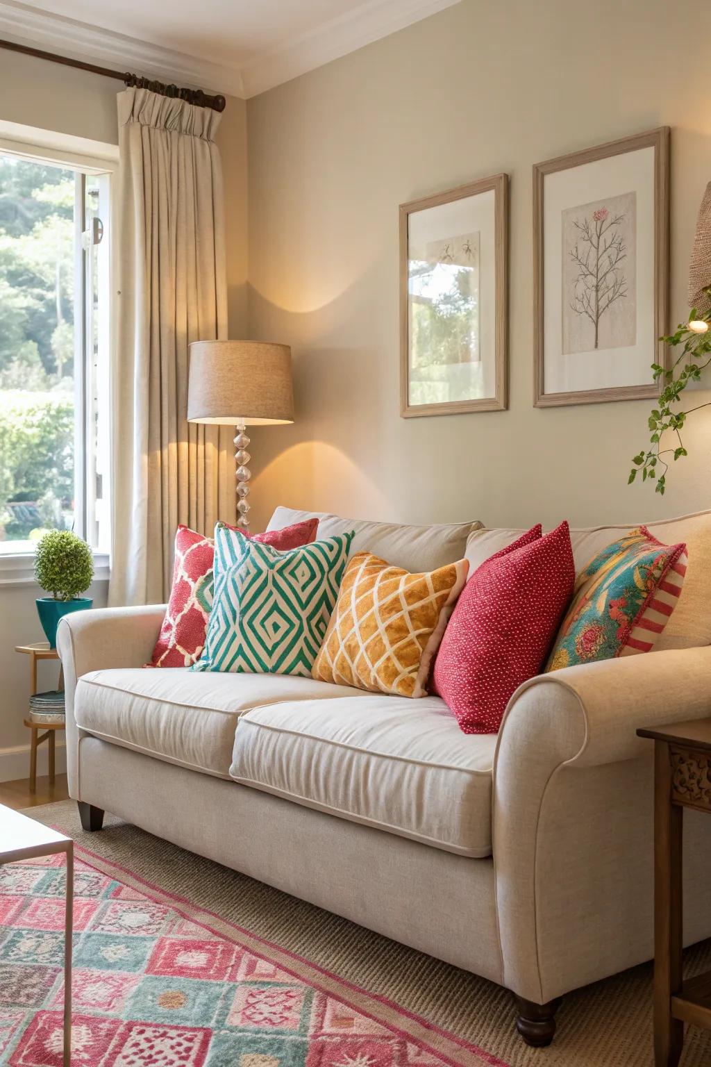 A peaceful space highlighted by vibrant colors.