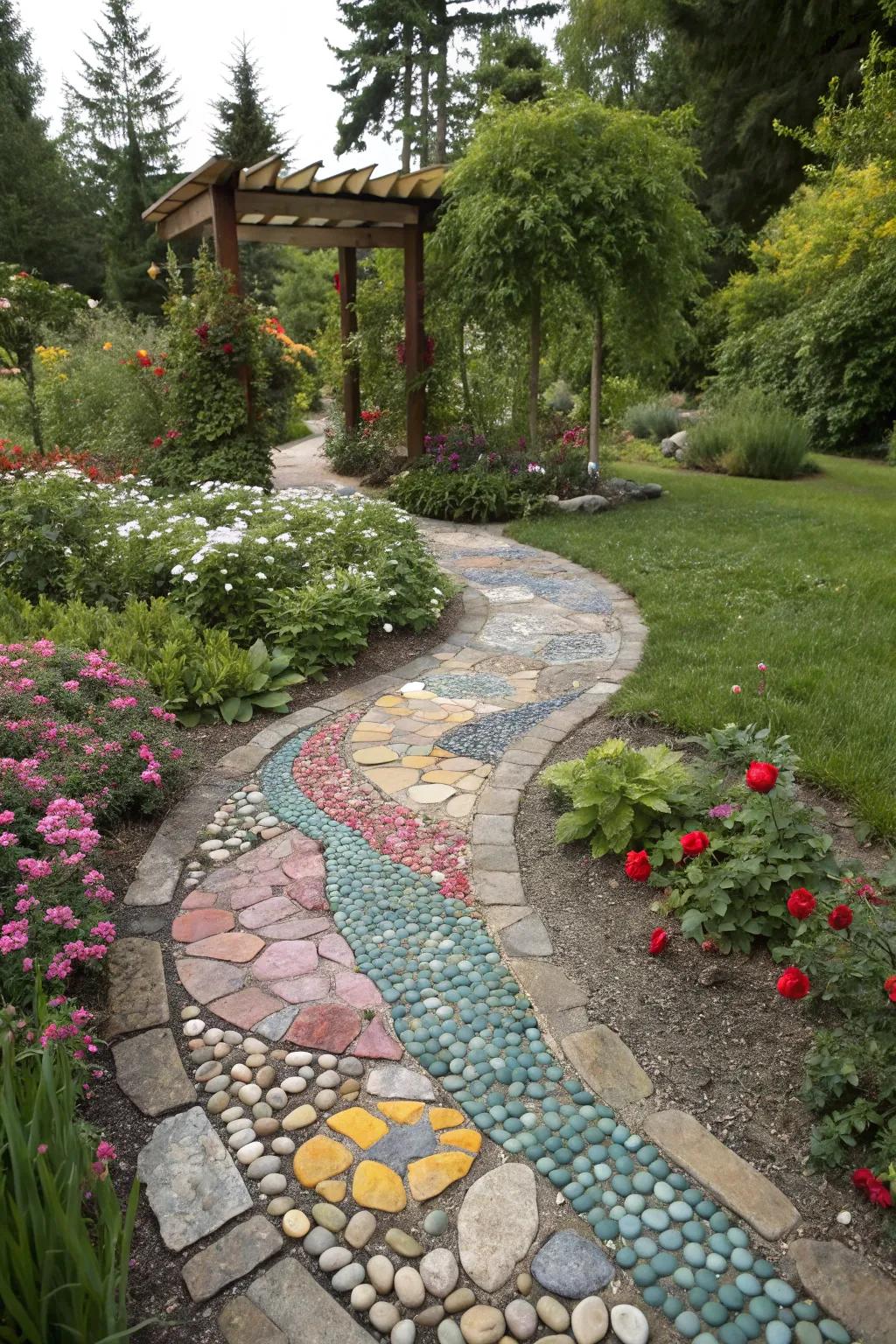 Design a striking mosaic pathway for your garden.