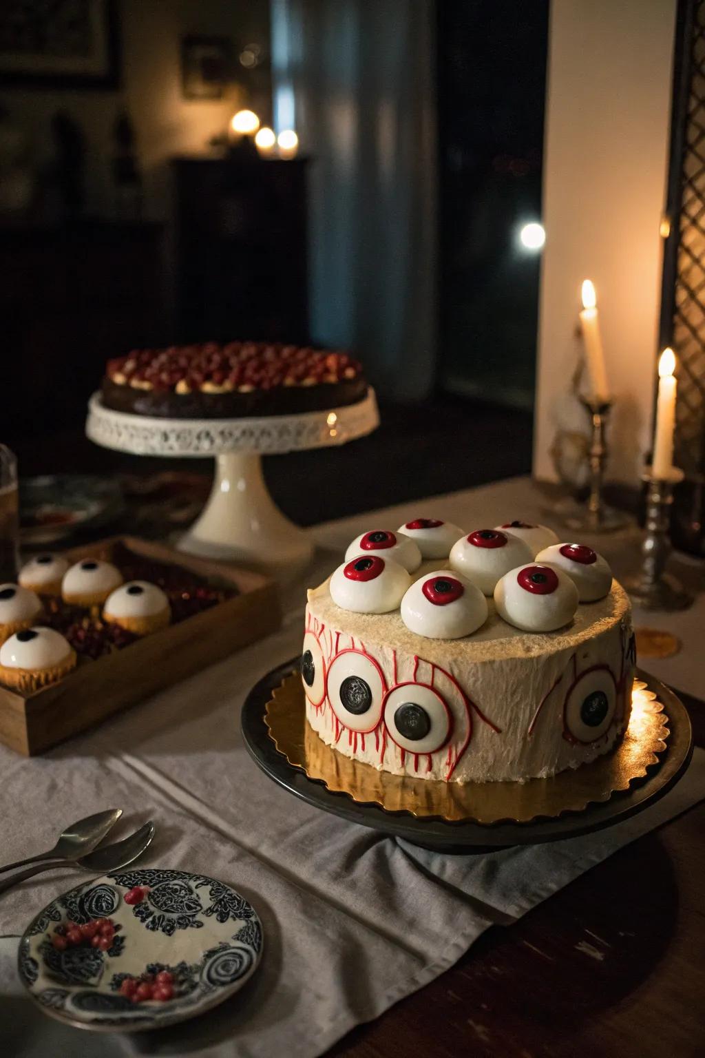 An eyeball cake that keeps a close watch on the enjoyment.
