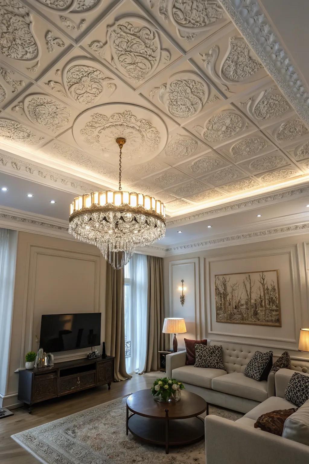 A living space featuring an elevated and stylish upper space design.