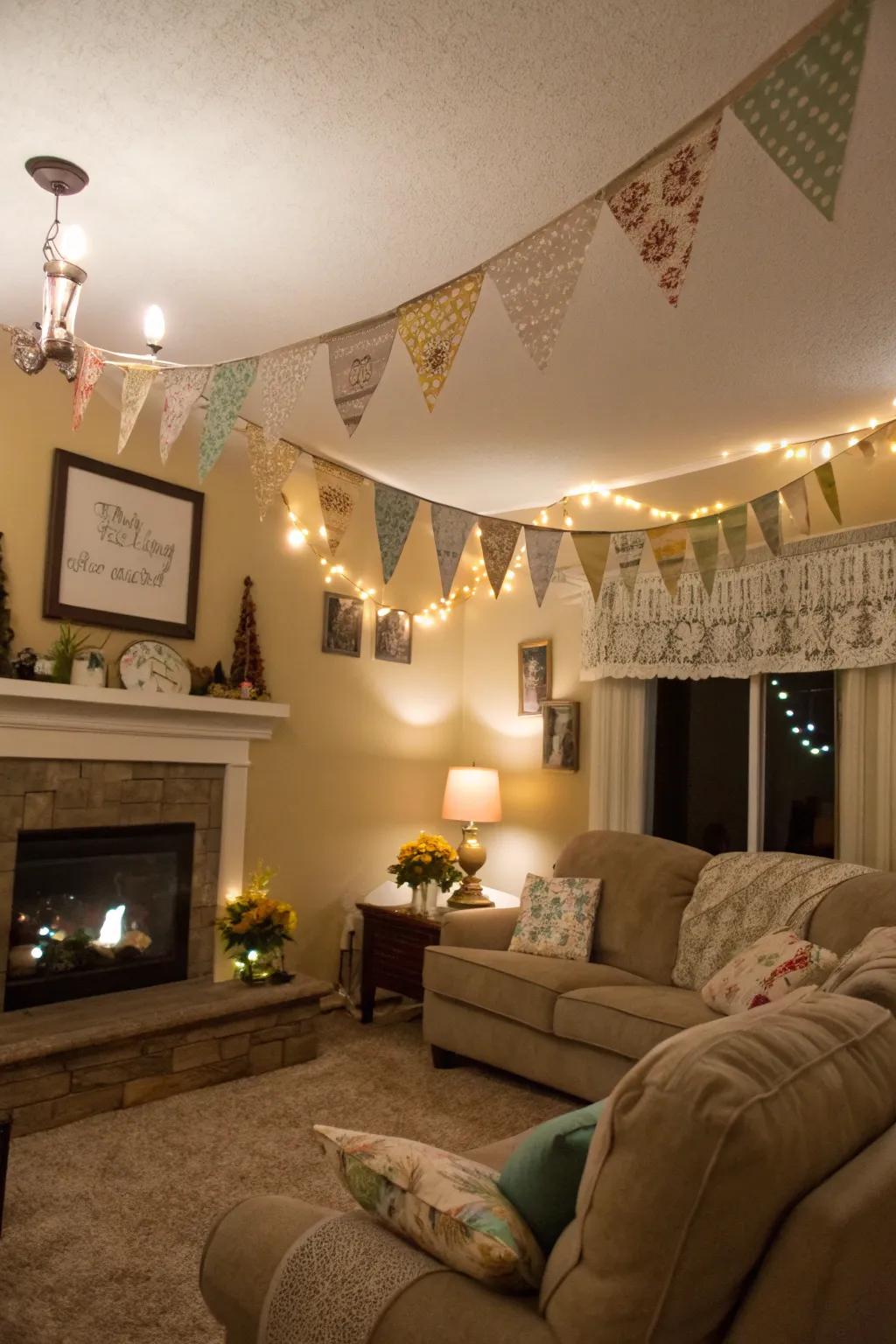 Individualize your decorations with hand-made flags and garlands.