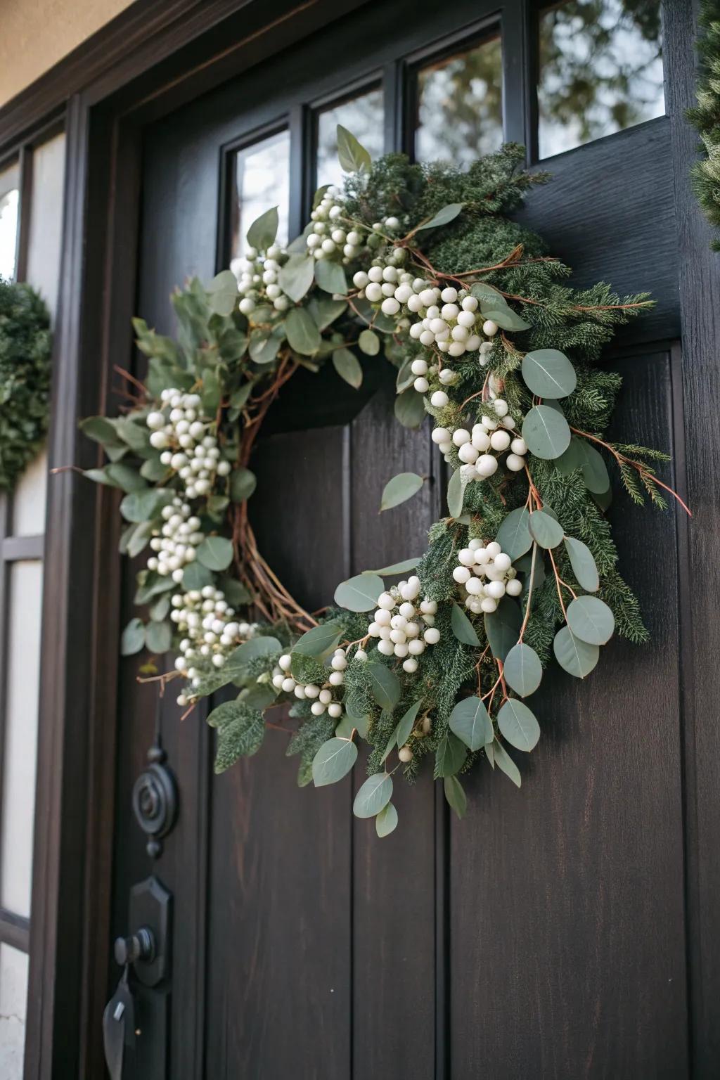 An elegant wreath featuring a minimalist aesthetic.