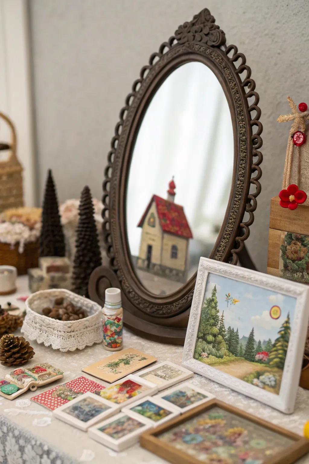A mirror gallery wall displays your distinct ornamental talent.
