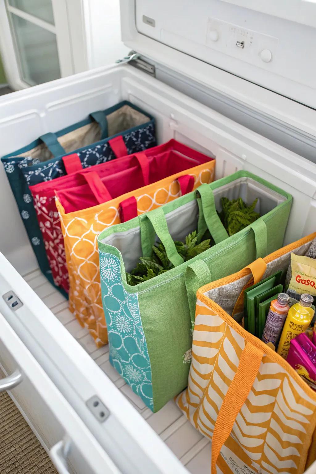Reusable bags provide easy and flexible access.