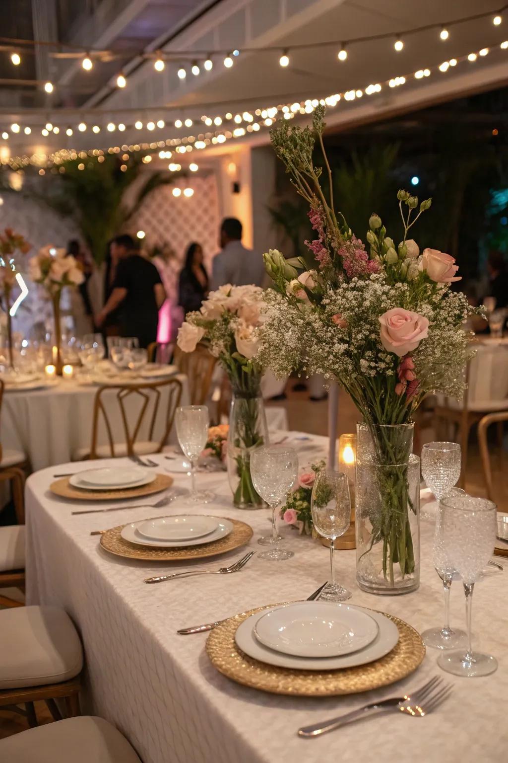 A stylish indoor eating experience featuring sophisticated table arrangement.