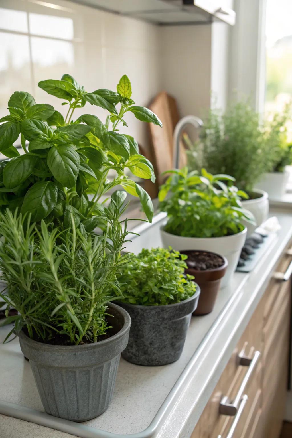Improve your cooking area with a fresh herb space.