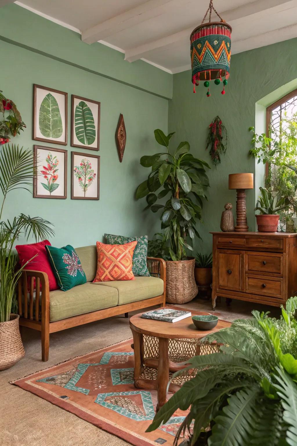 Employ vibrant and earthy tones to capture the essence of the jungle.