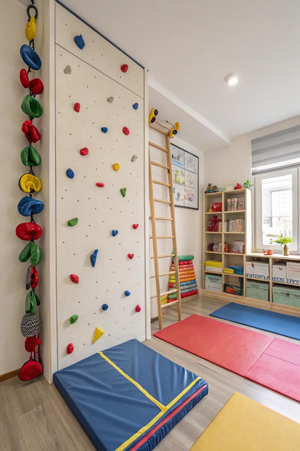 Ascending walls supply both amusement and fitness in a child's space.
