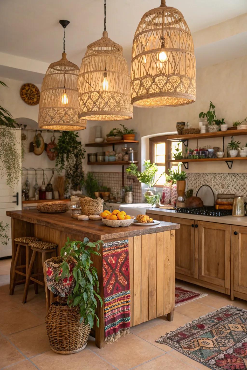 Woven pendants for a natural touch.