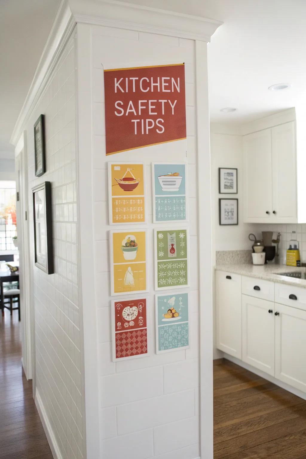 Stylish kitchen safety tip prints for a safe yet trendy kitchen.