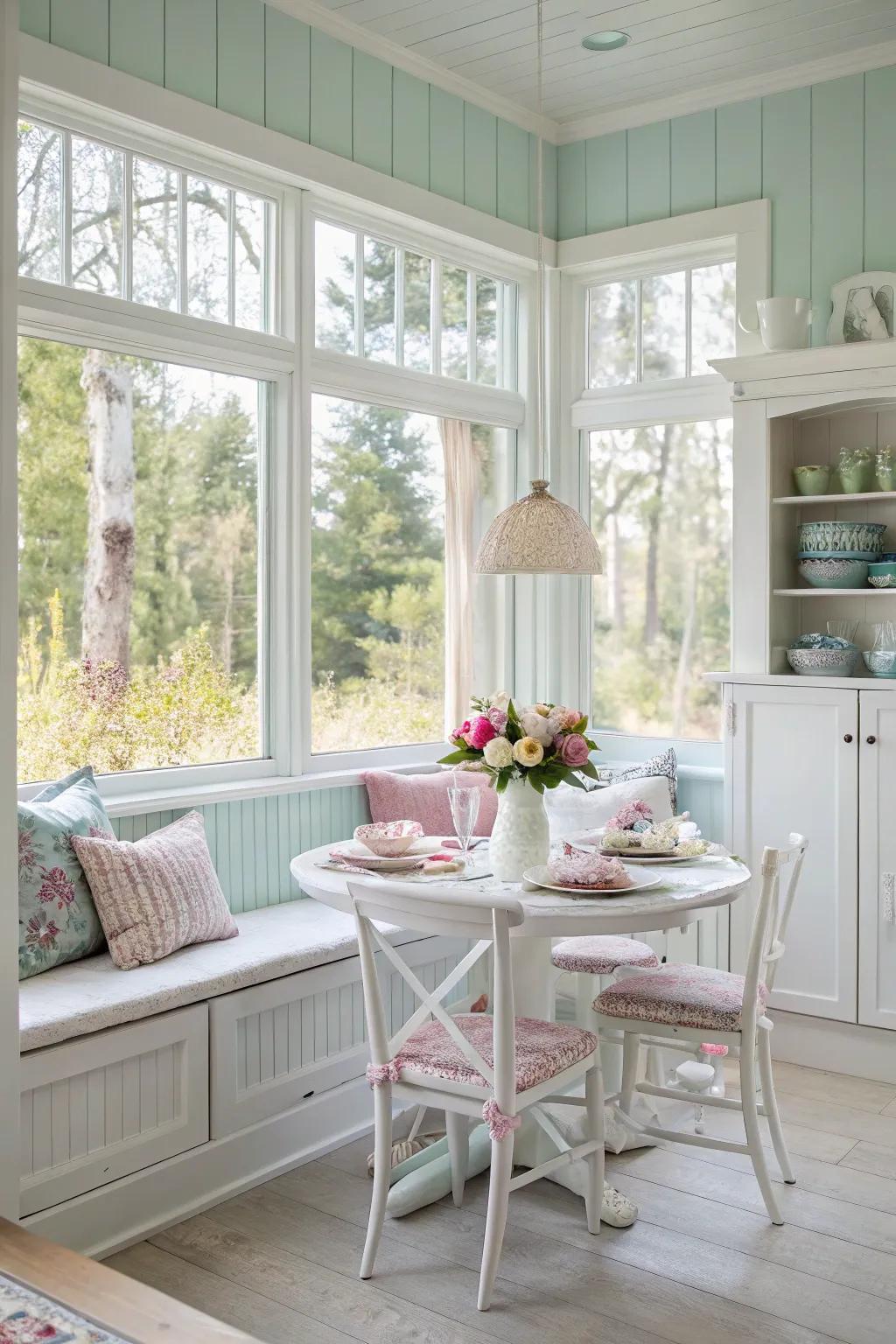 Bright shades and natural light create a welcoming atmosphere.