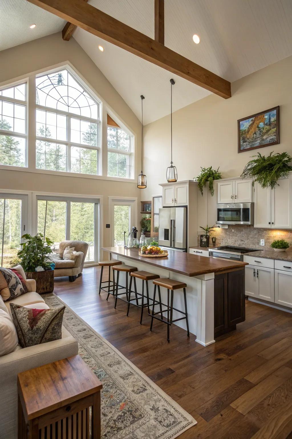 An unrestricted plan builds the sense of area and connection inside this kitchen.