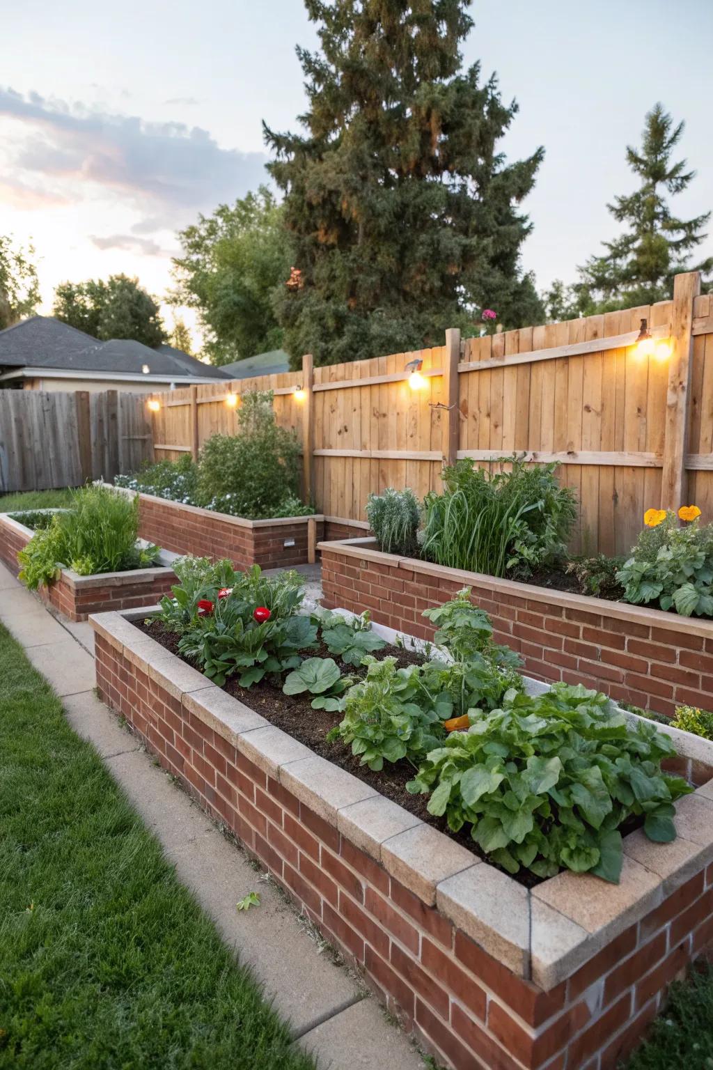 Raised border beds establish defined, high-level planting spaces.