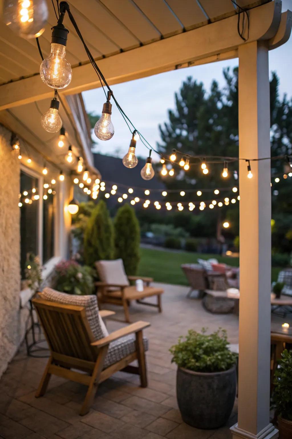 Twinkle lights render outdoor spaces magical and welcoming.