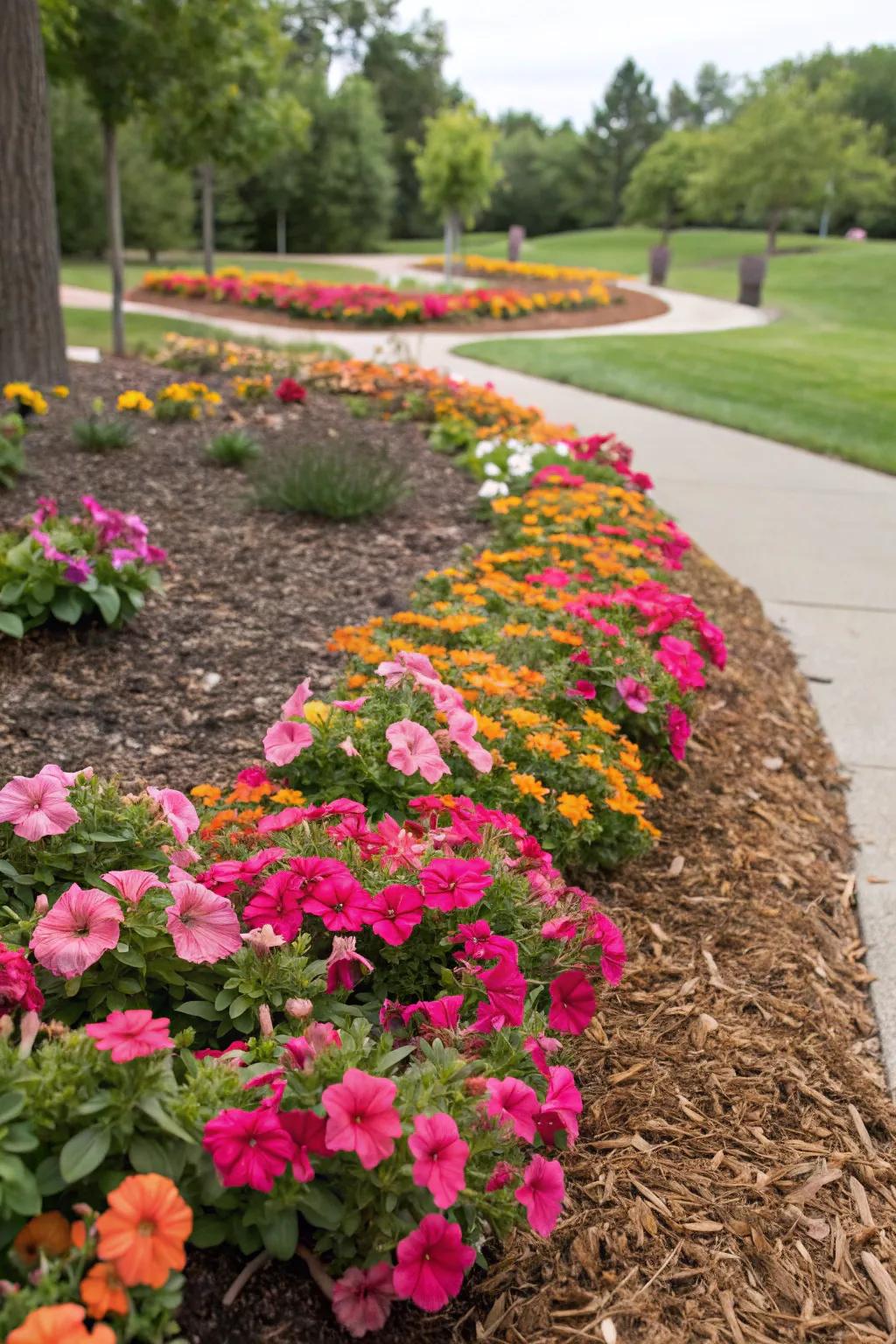 Use complementary ground cover to enhance your flower beds.