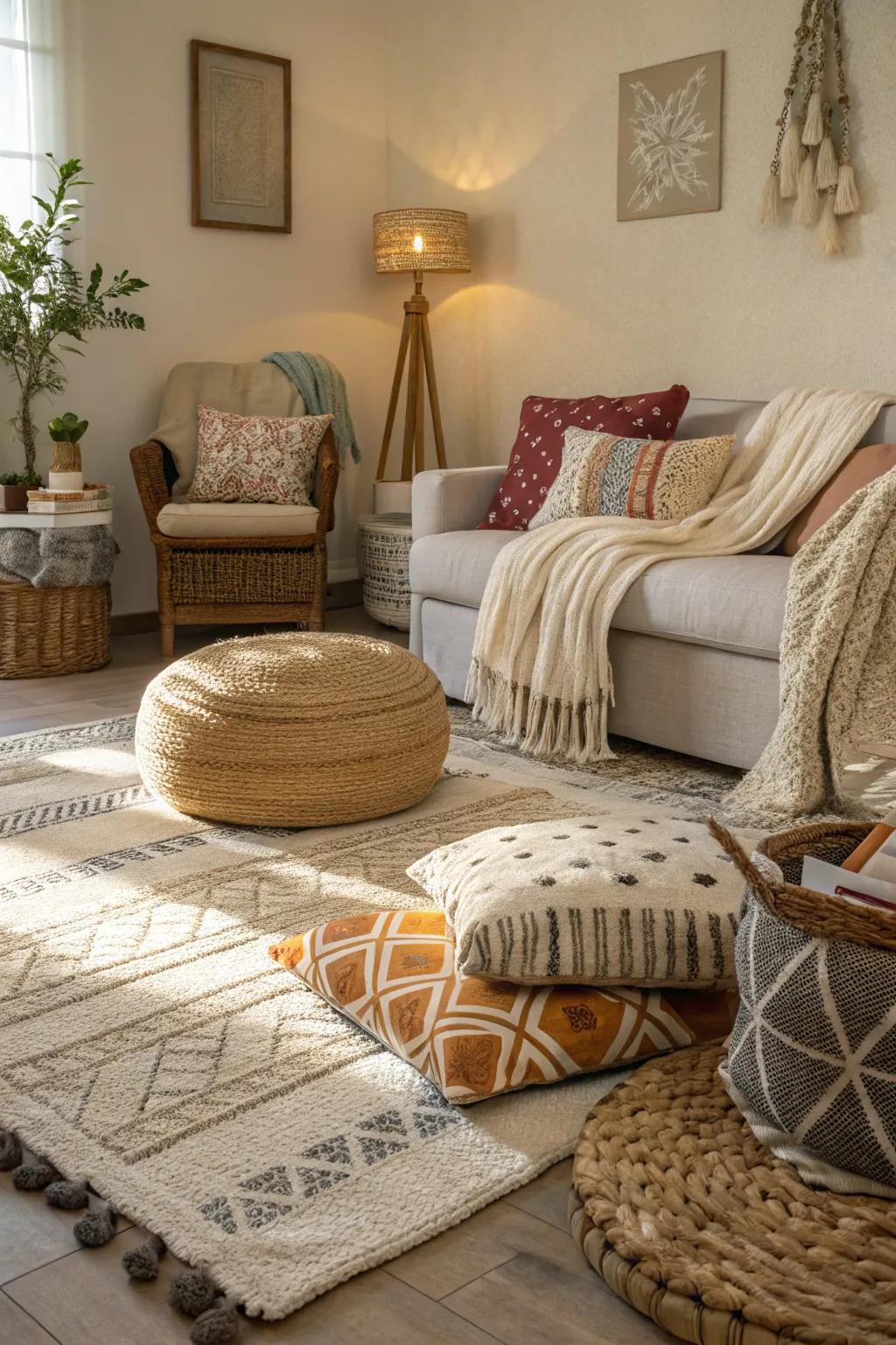 Textures introduce warmth and dimension.