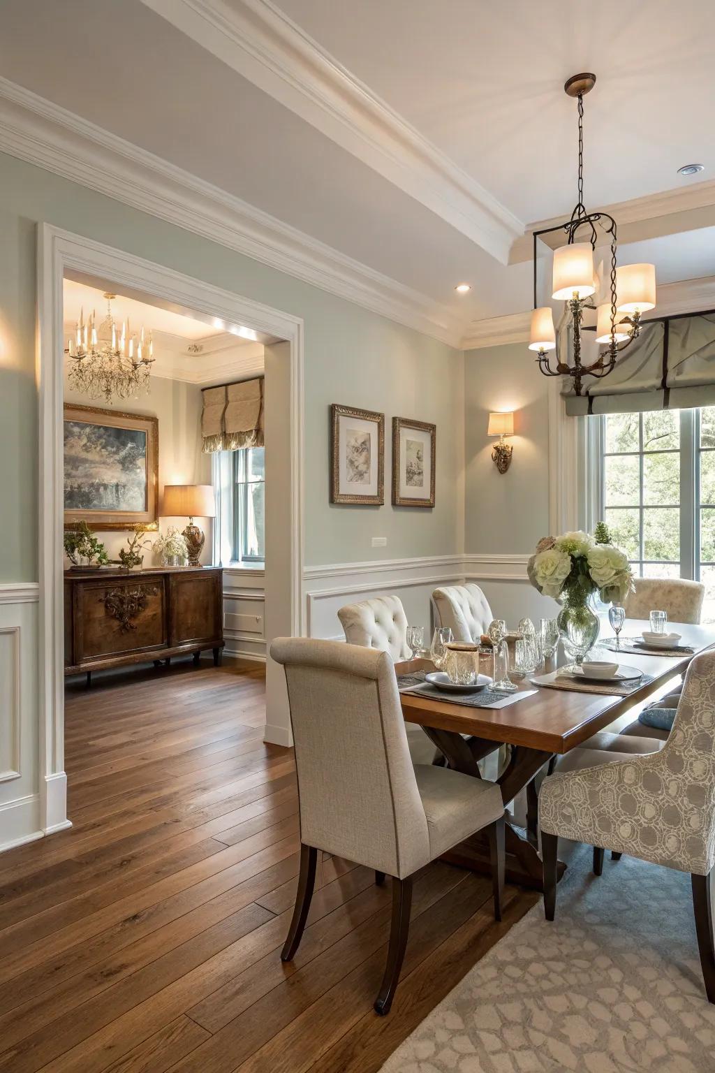 A soft color palette that creates a serene and elegant dining space.