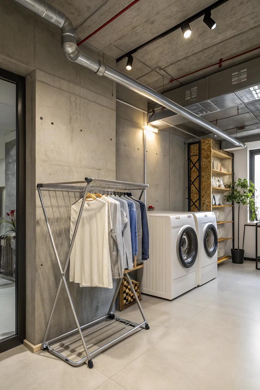A metal dryer providing a chic, industrial appearance.