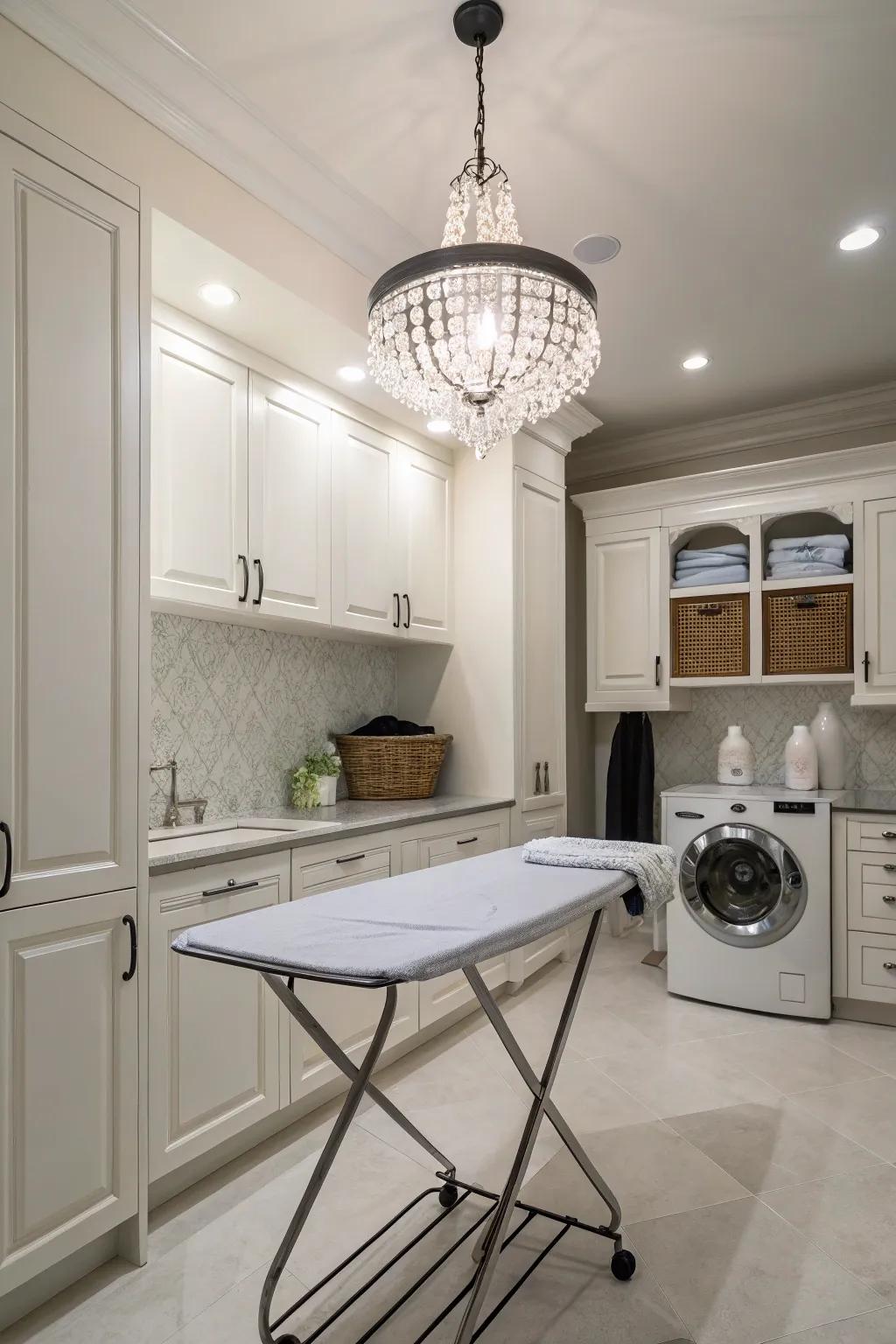 Illumination pieces bring glamour to laundry spots.