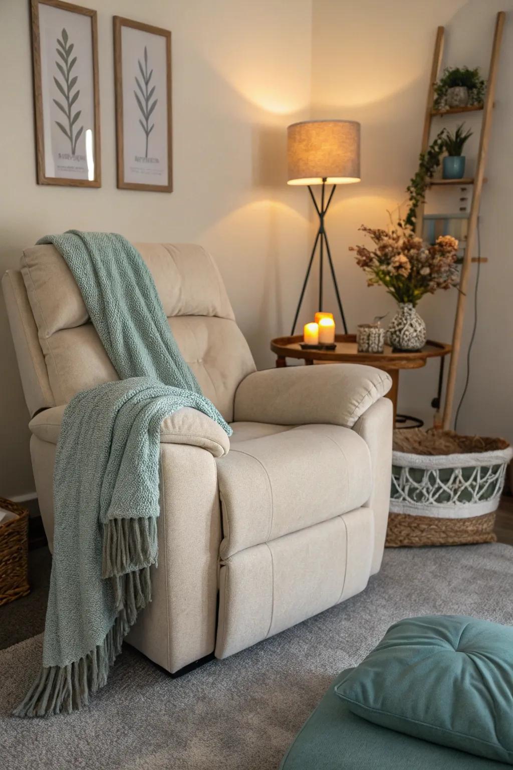 An exclusive comfort area with a welcoming lounger.