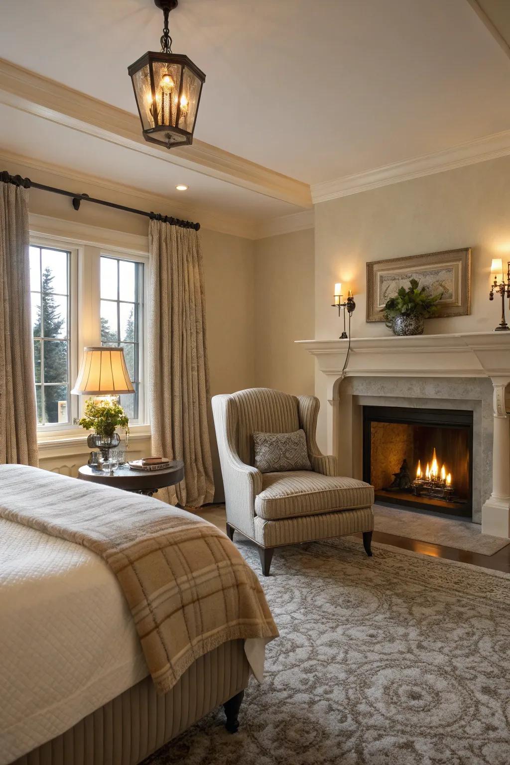 Craft a snug corner using seating layouts at the hearth.