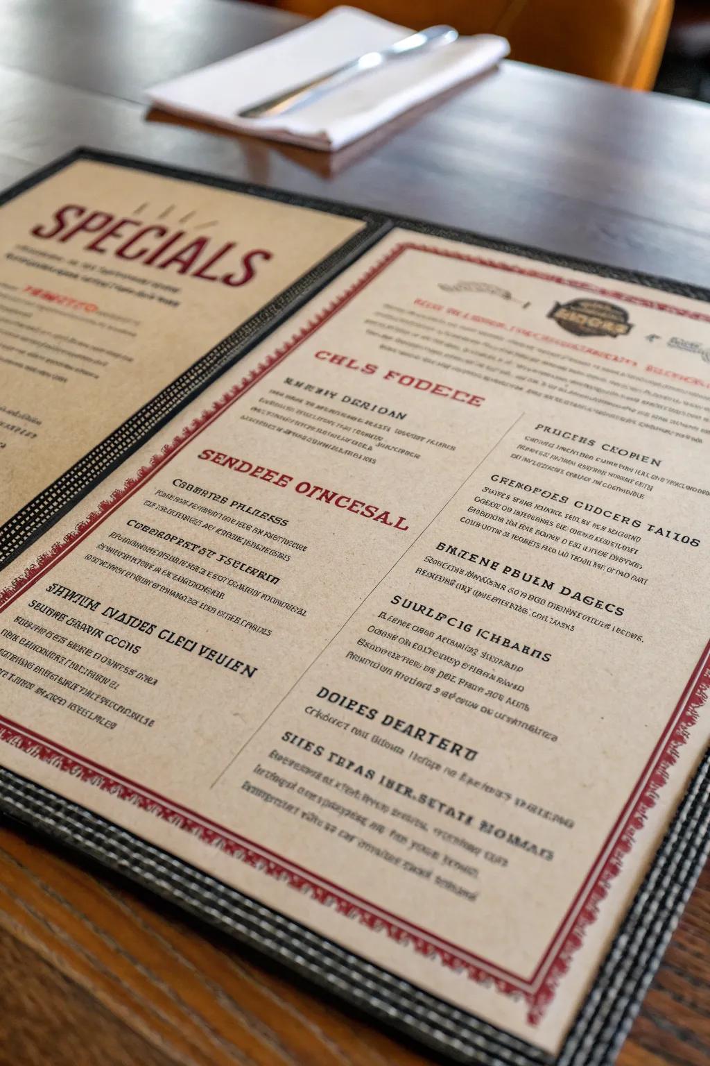 Specials deserve their spotlight with unique layout features.