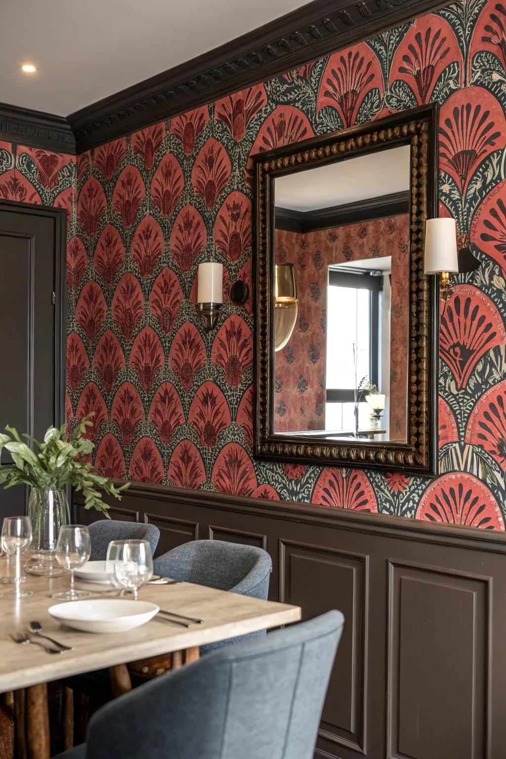 Reflectors have the power to elevate the appearance of patterned wall coverings.