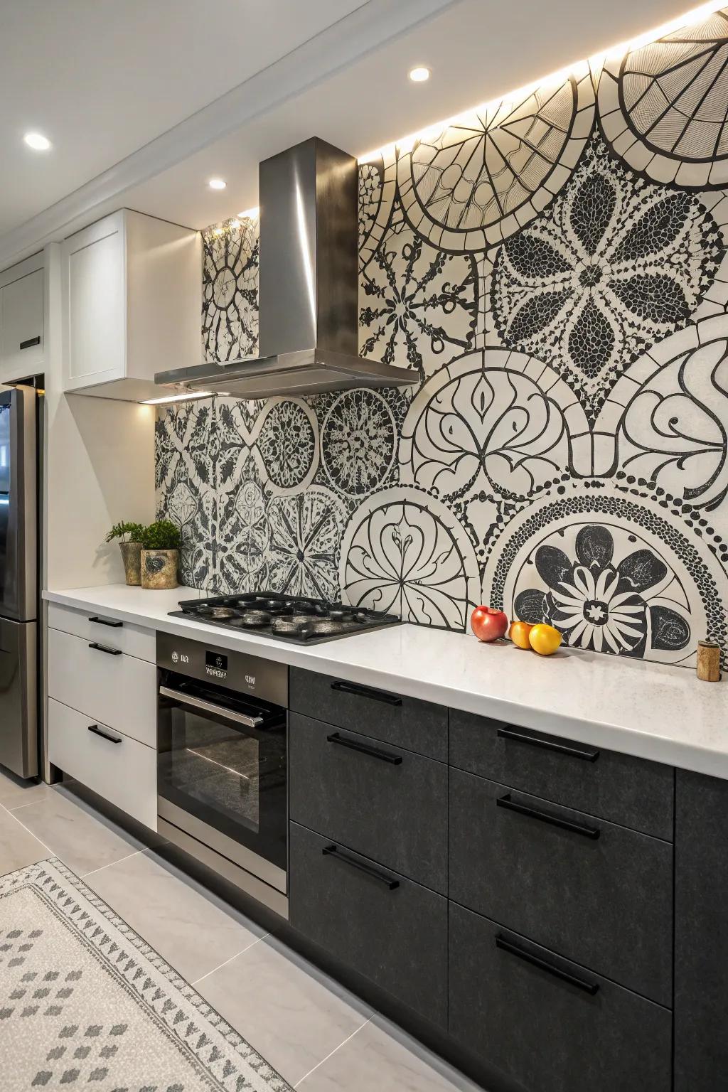 Single-tone arrangements add striking accents to the kitchen.