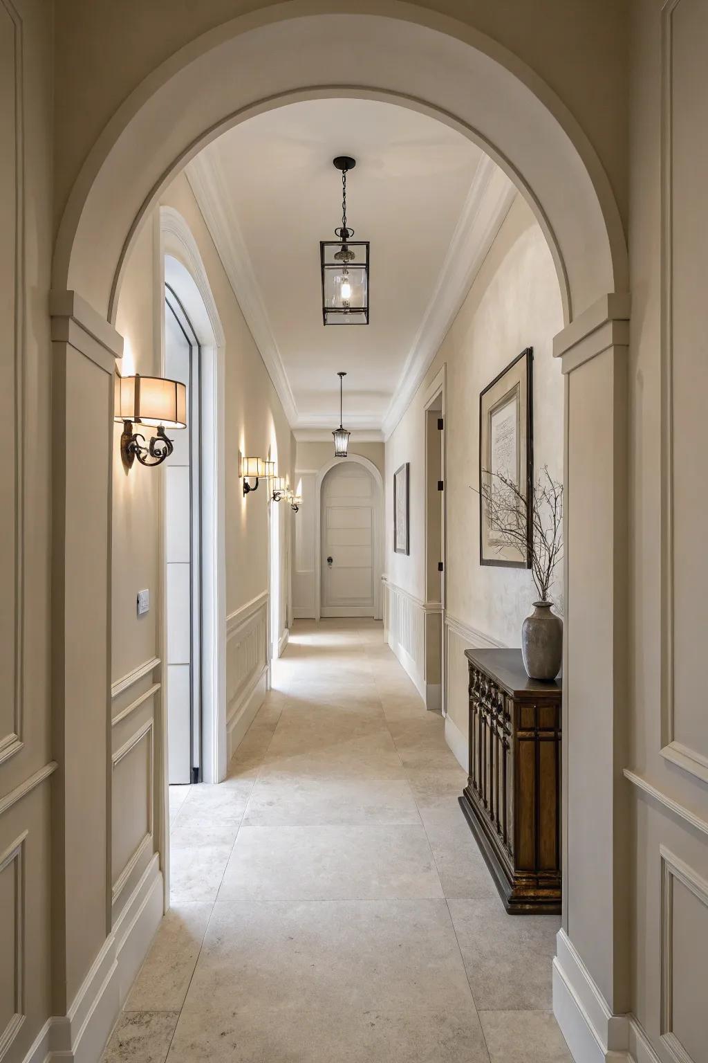 A minimalist design emphasizes the structure and chosen shades.