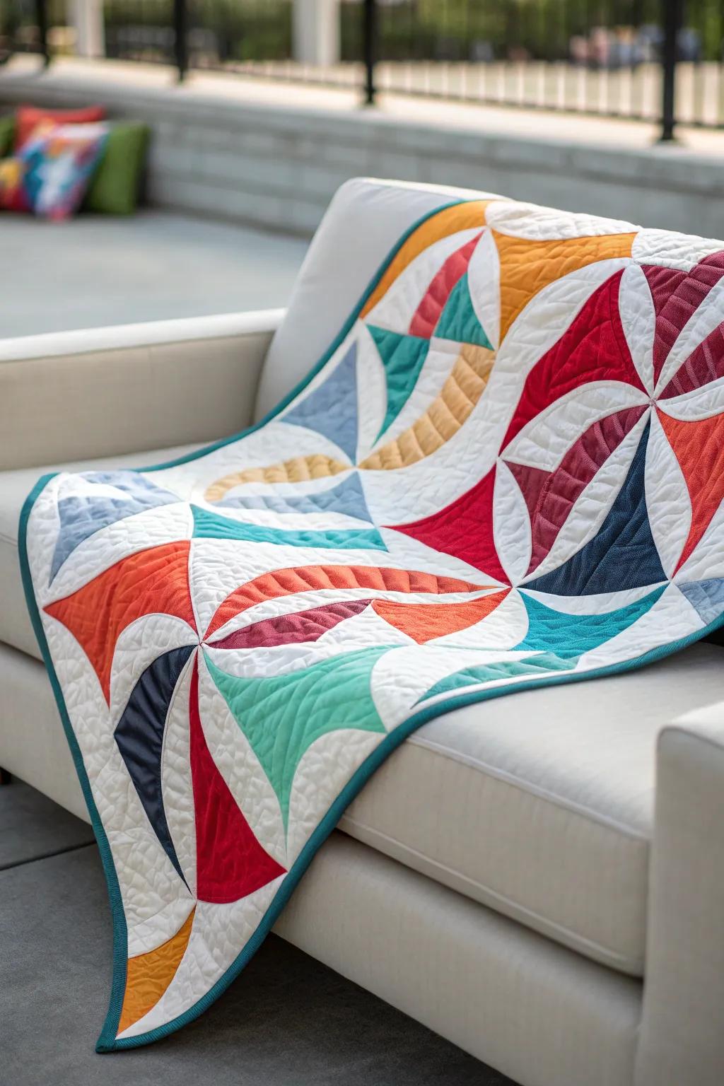 Asymmetrical coverlets provide a contemporary twist through their distinctive sense of movement.